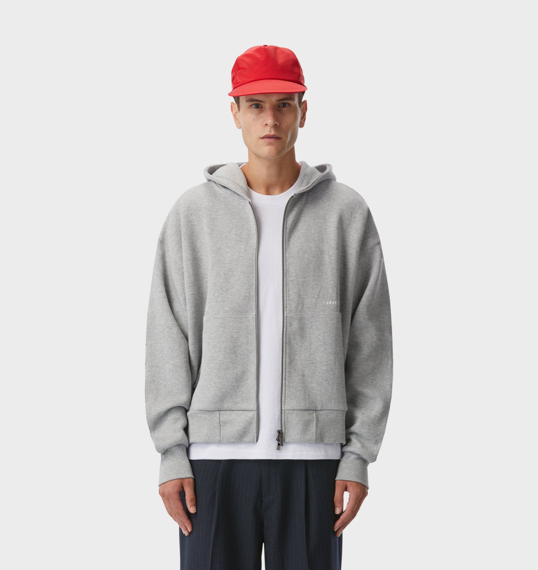 Cropped Zip Up Hood Vintage Grey