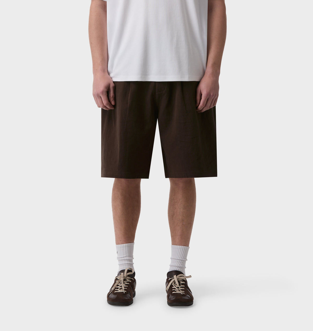 Linen Alby Pleated Short - Espresso