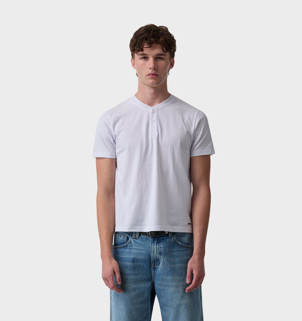 Henley Muscle Tee - White