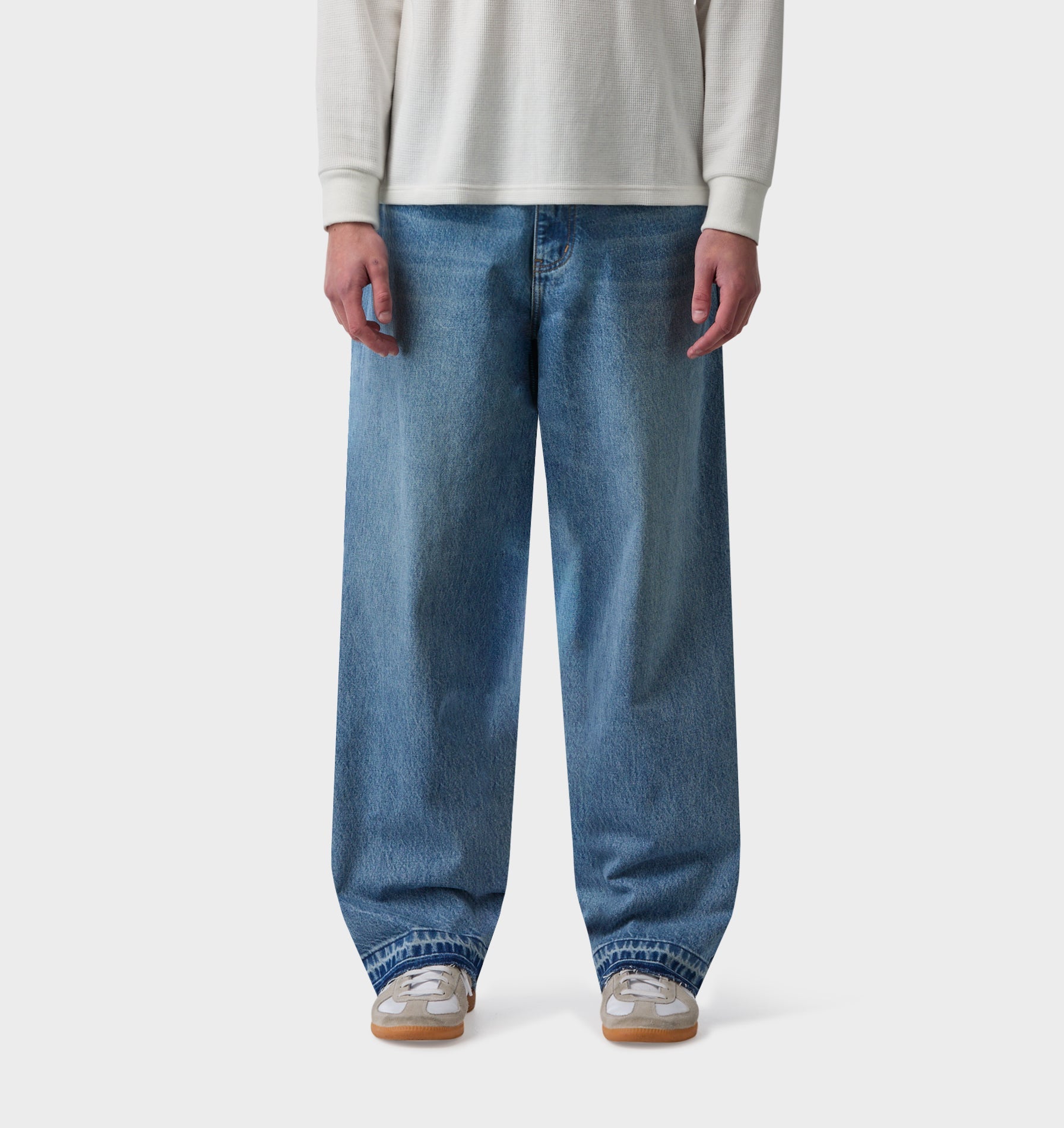 Raw Hem Edgar Wide Denim - Vintage Blue