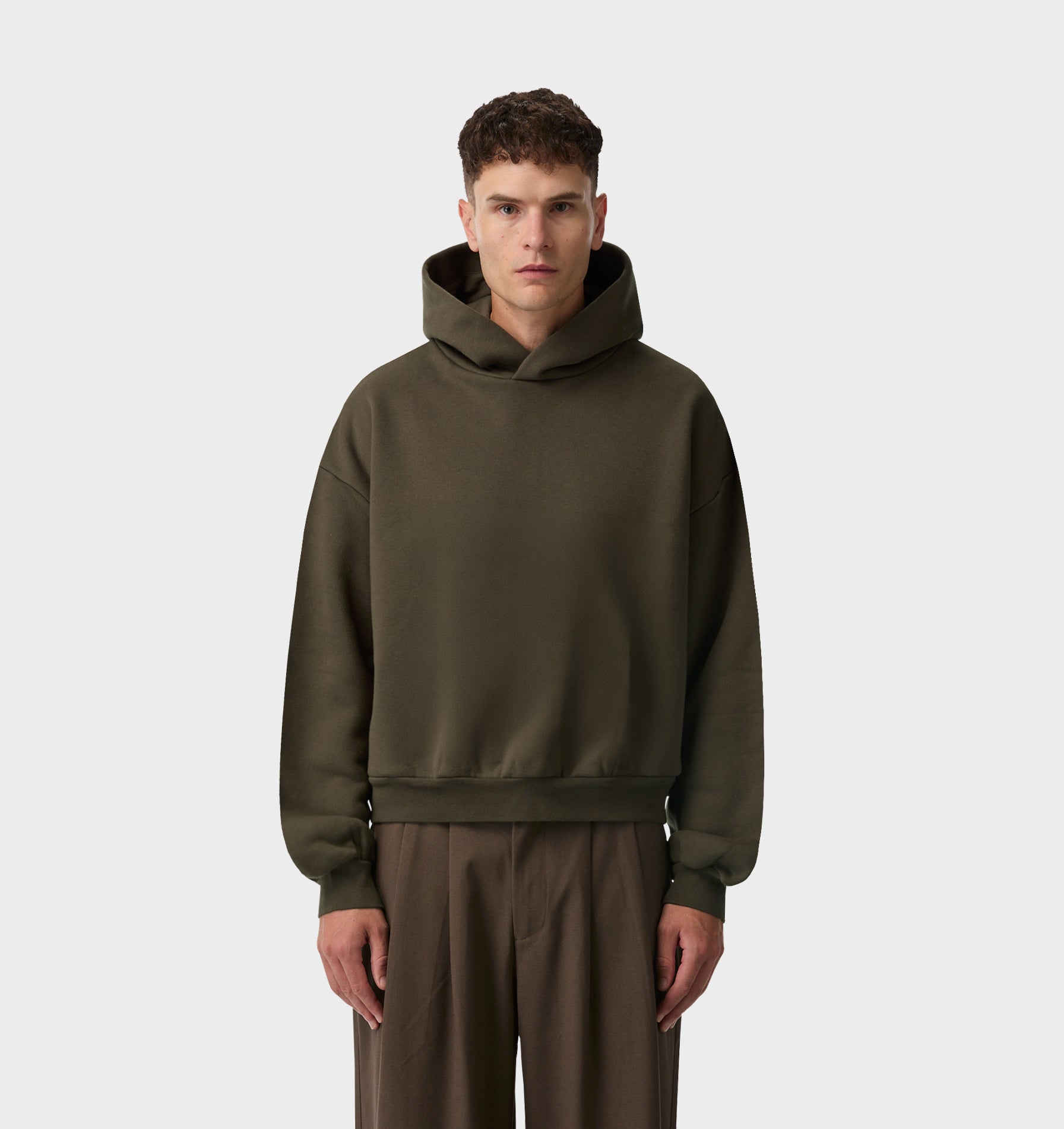 Heavy Crop Box Hood - Burnt Olive