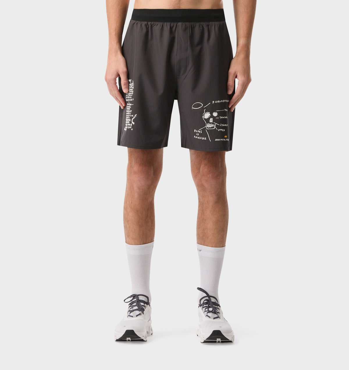 Basquiat Scribble Active 7 Inch Short - Charcoal