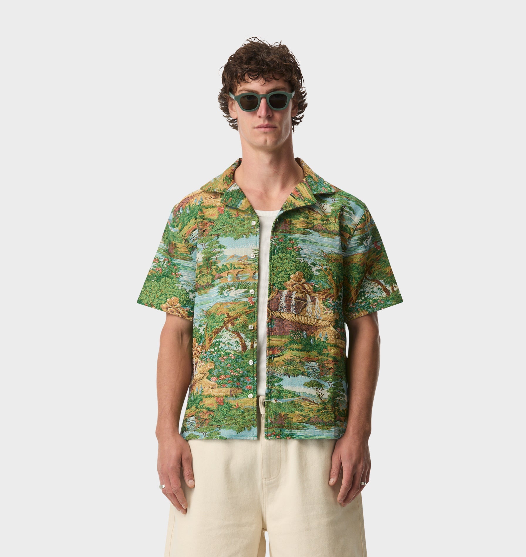 Cuban Collar SS Shirt - Orchard