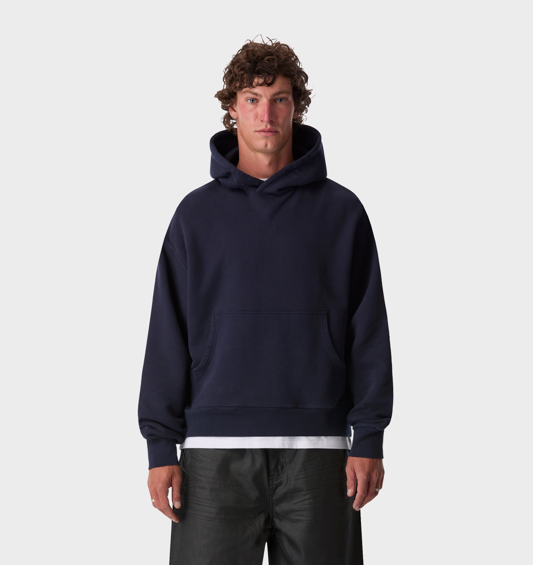 Crop Box Hood - Washed Navy