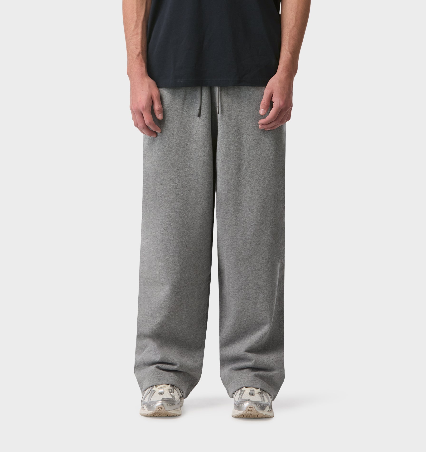 Wide Leg Track Pant - Grey Marle