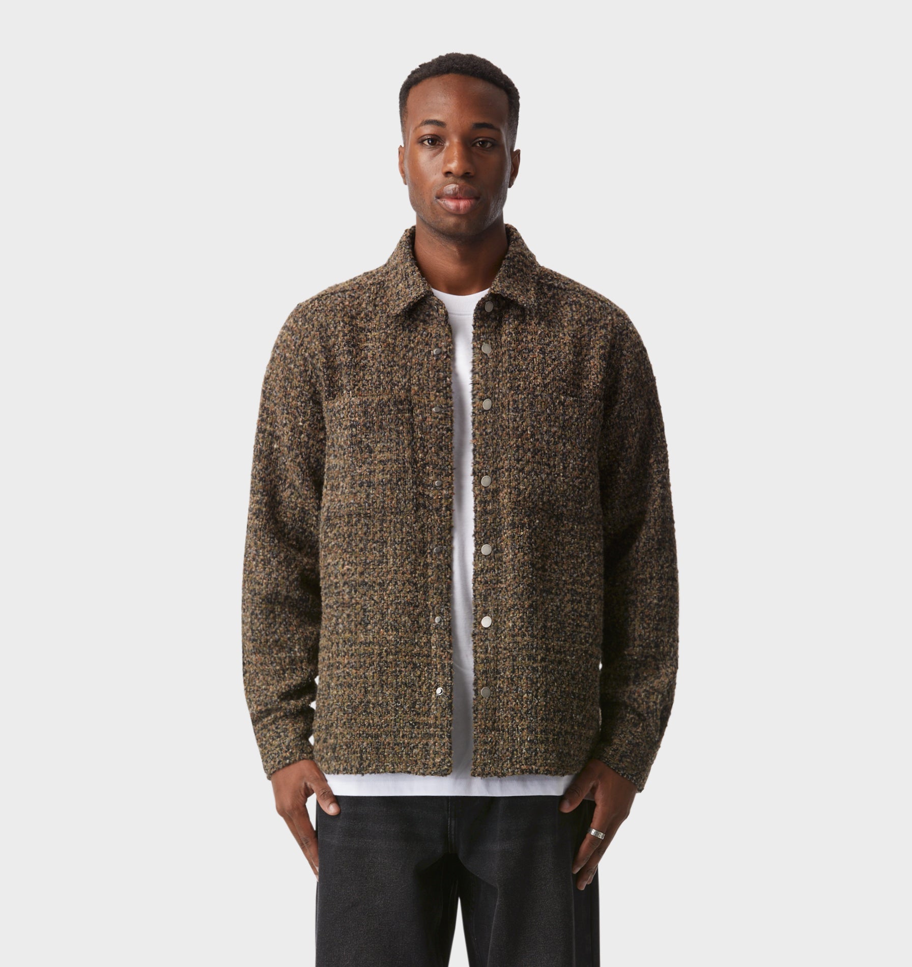 Boucle Overshirt - Khaki/Mocha