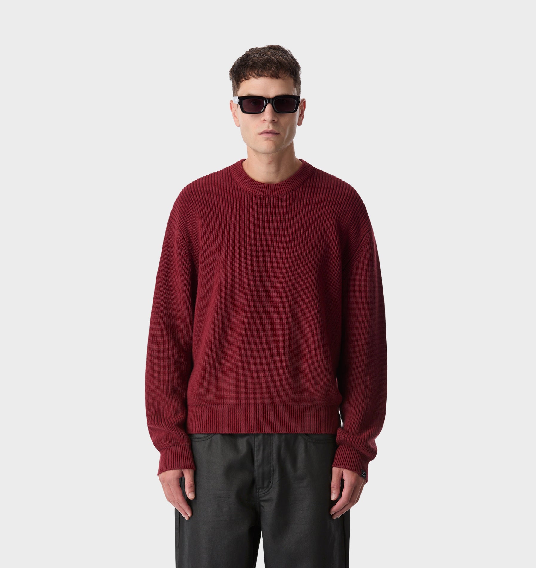 Cropped Knit Sweater - Red Wine | I Love Ugly AU