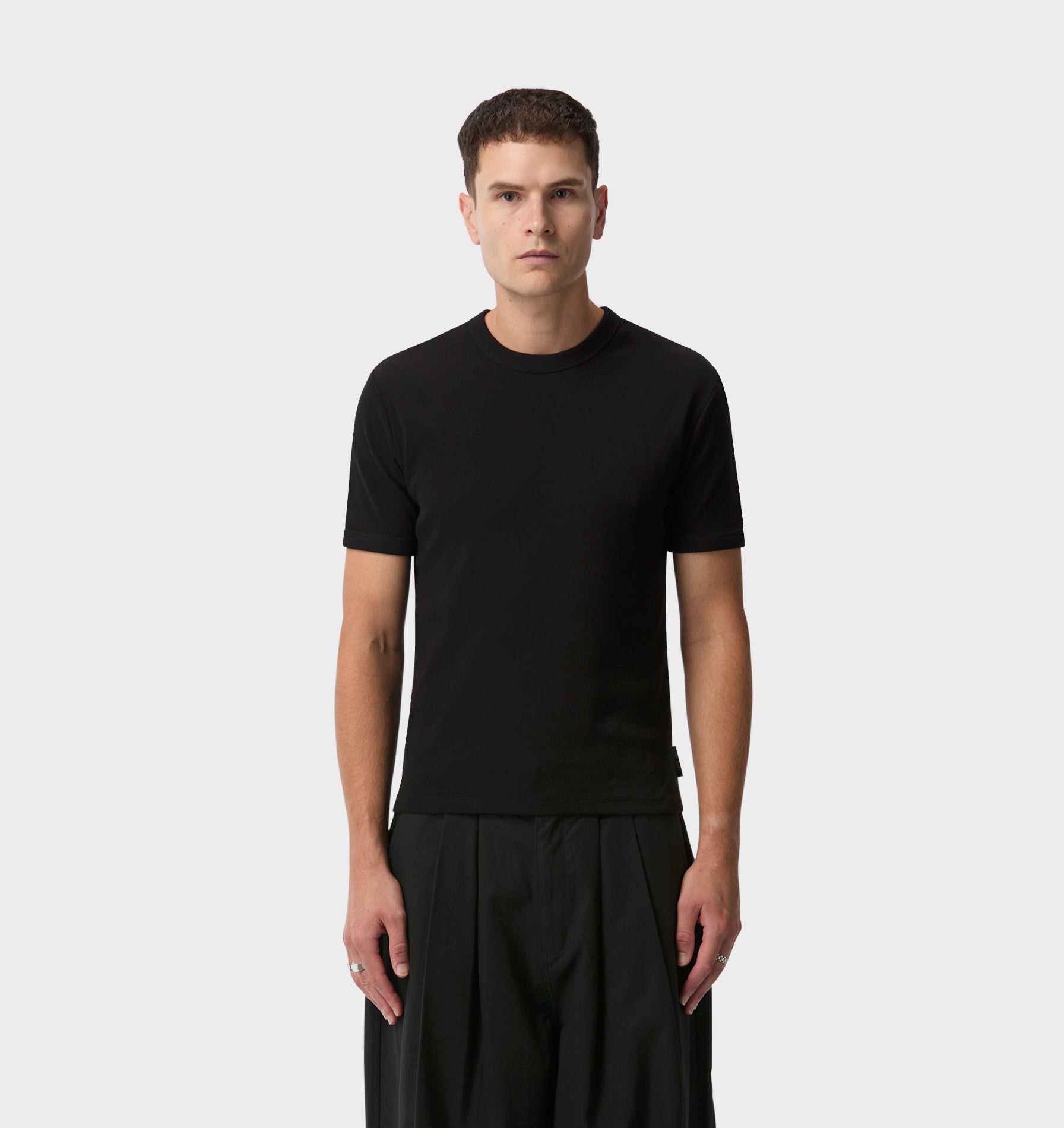 Ribbed Slim Tee - Black