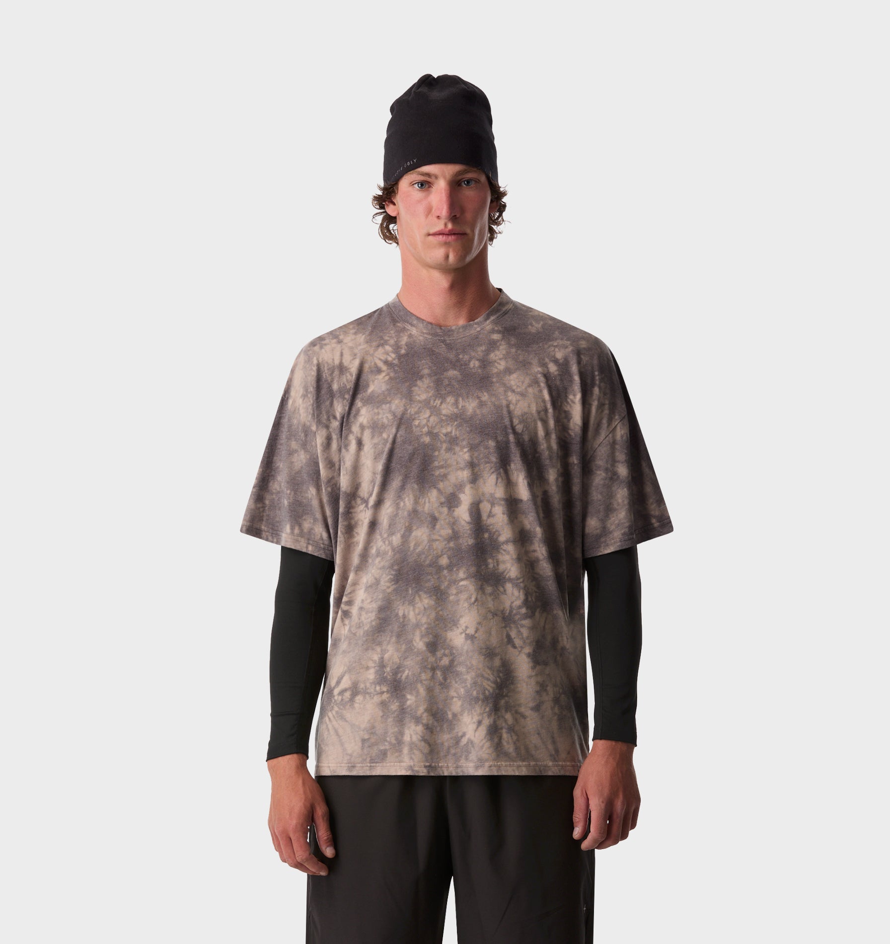 Active Cotton Box Tee - Brown Tie Dye