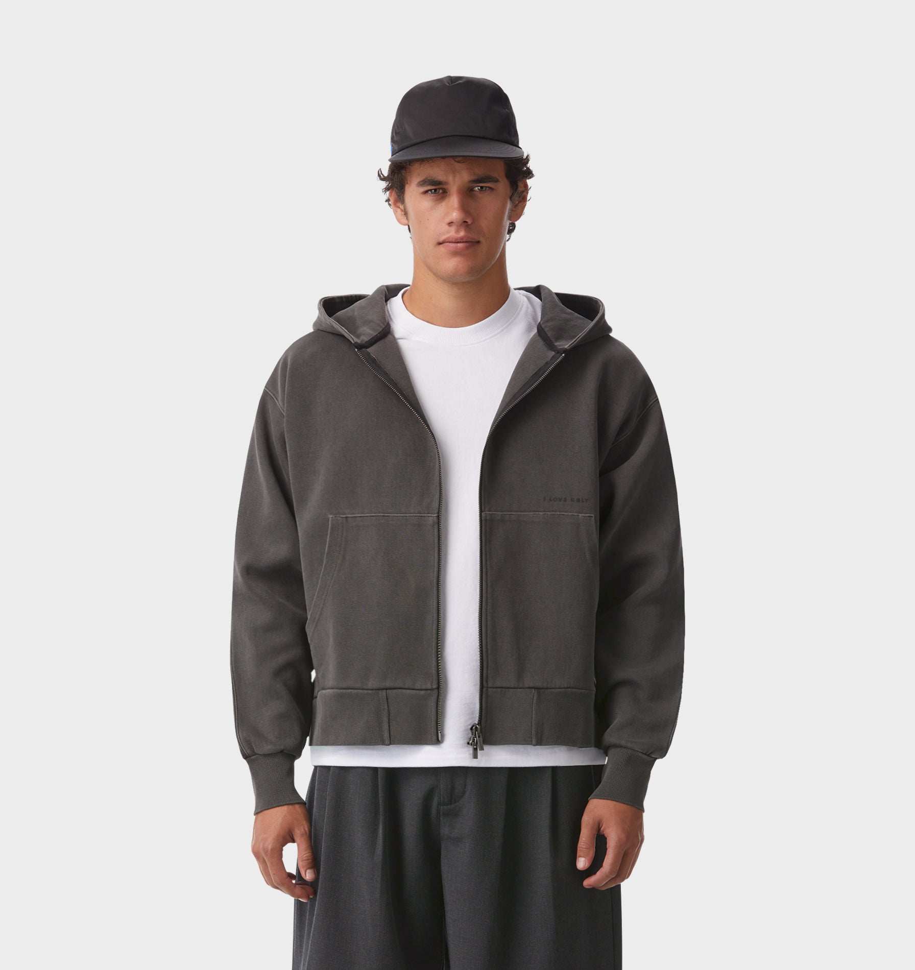 Loose Fit Slim Fit Black Zip Up Hoodie Gymshark Interlock Tech Zip