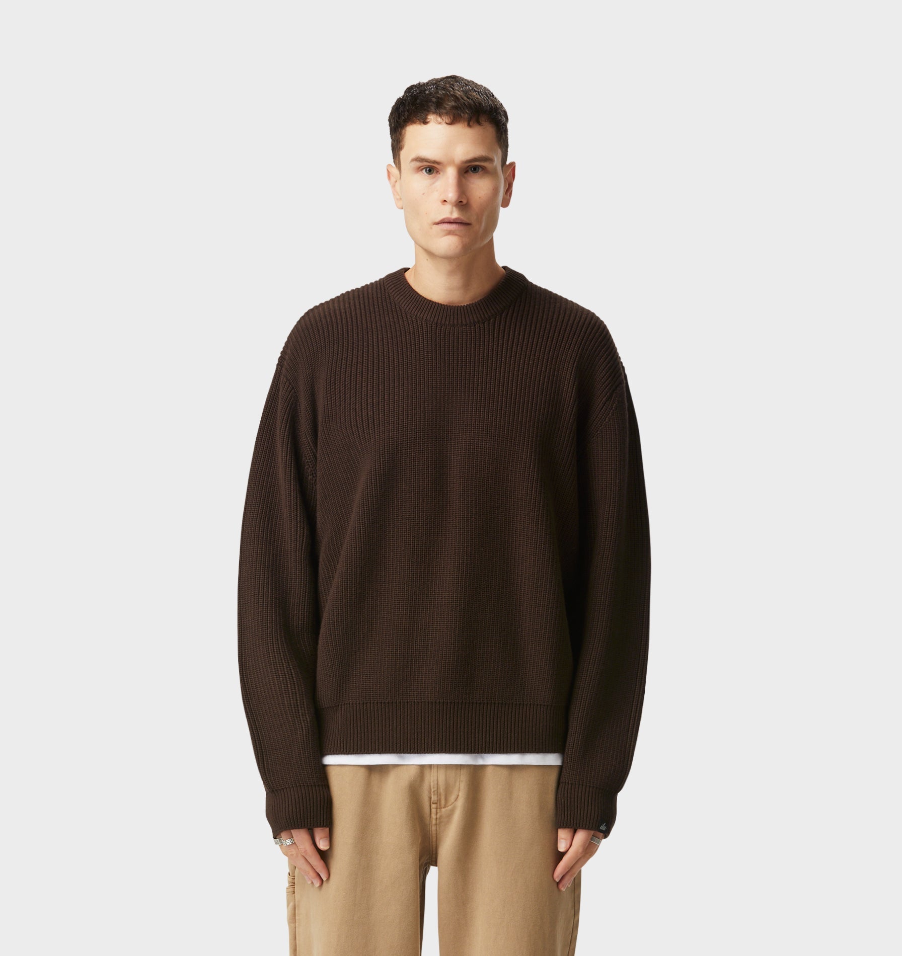 Cropped Knit Sweater - Espresso