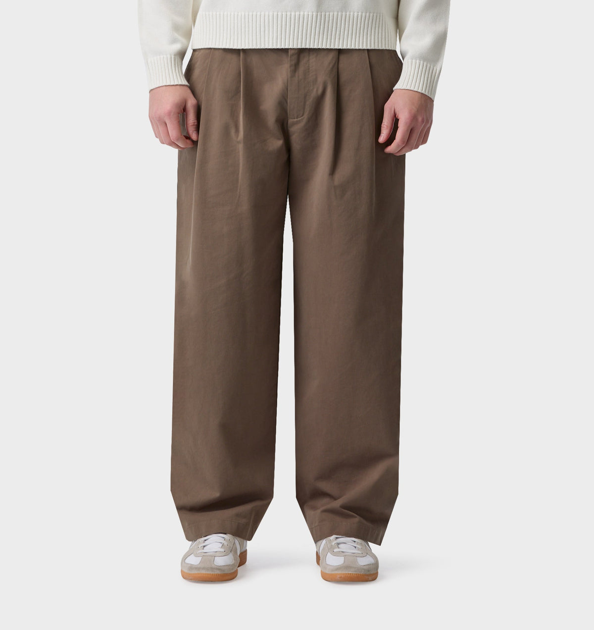 Cotton Albert Pleated Pant - Mushroom