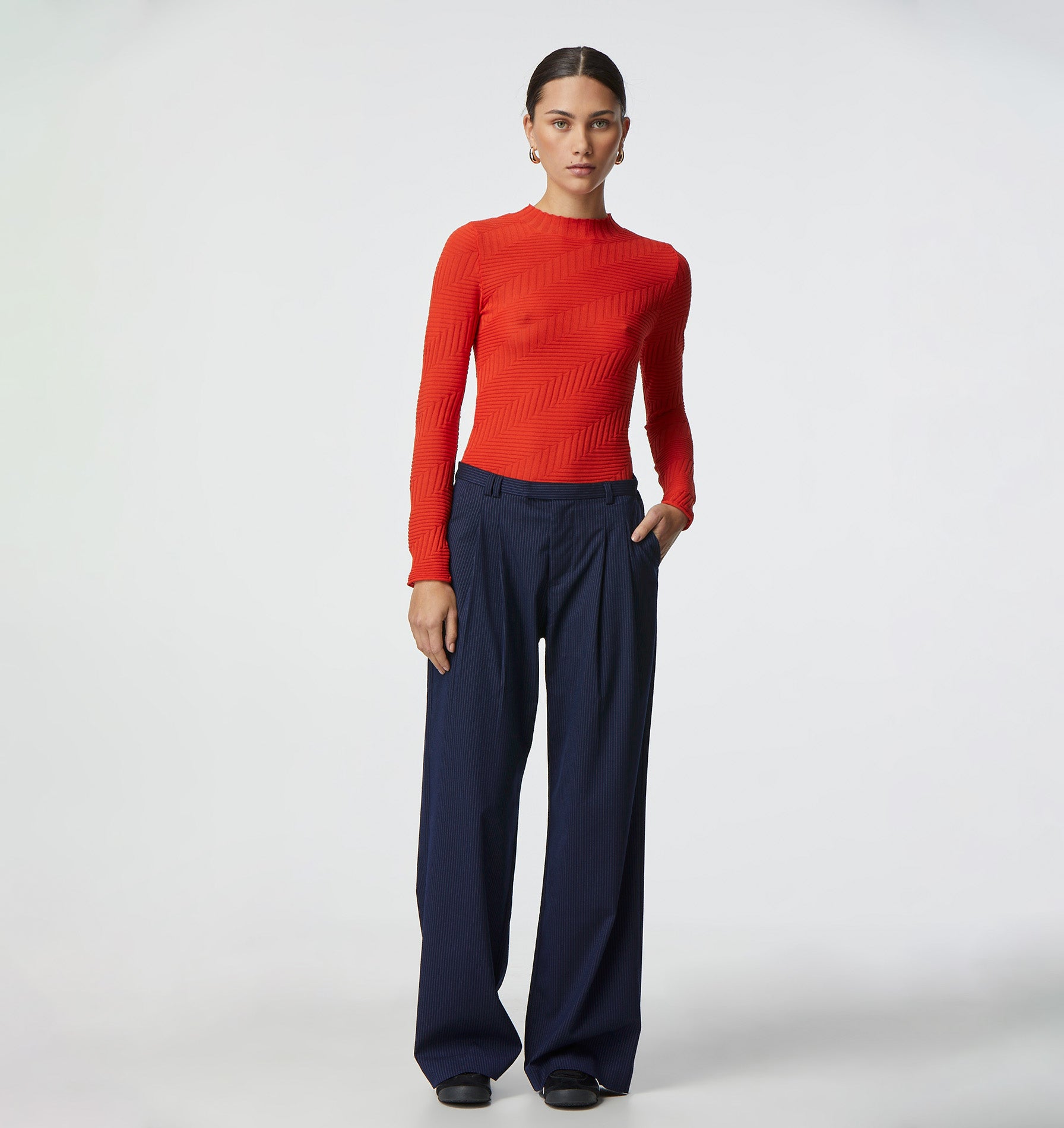 Luca Tailored Pant - Navy Pinstripe