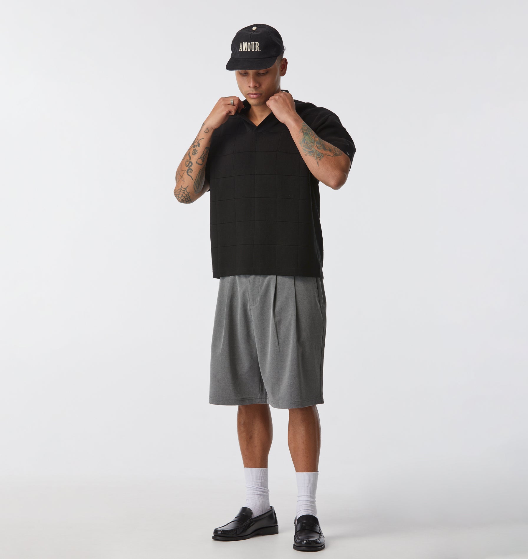 Box Knit Polo - Black