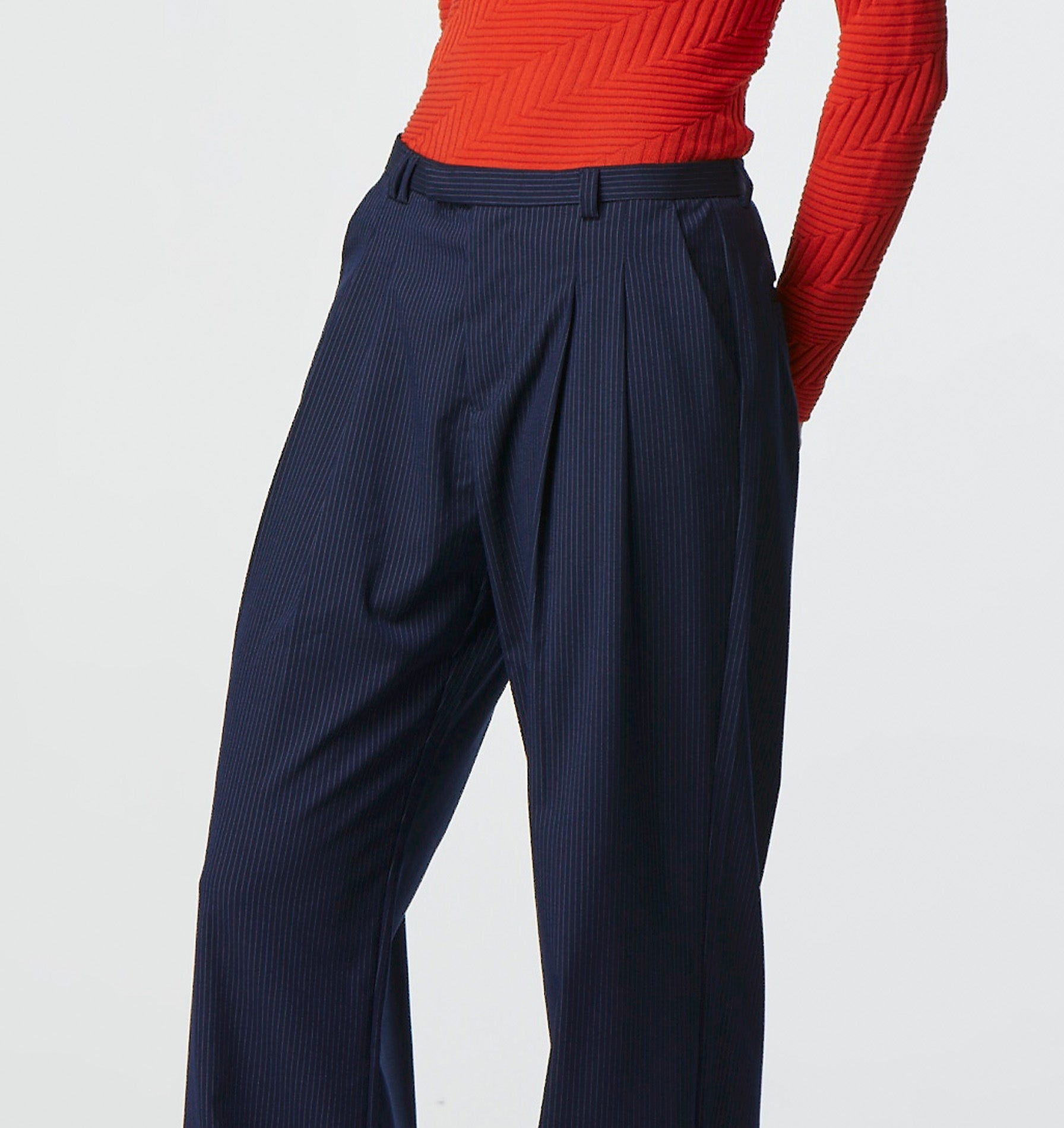 Luca Tailored Pant - Navy Pinstripe