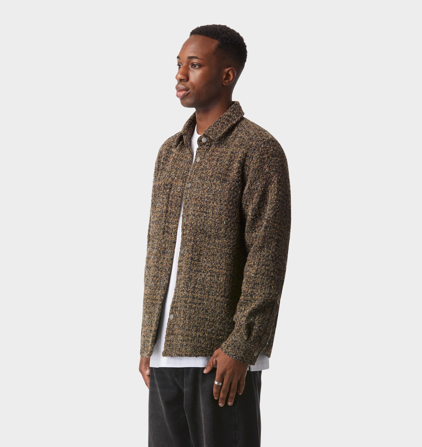 Boucle Overshirt - Khaki/Mocha