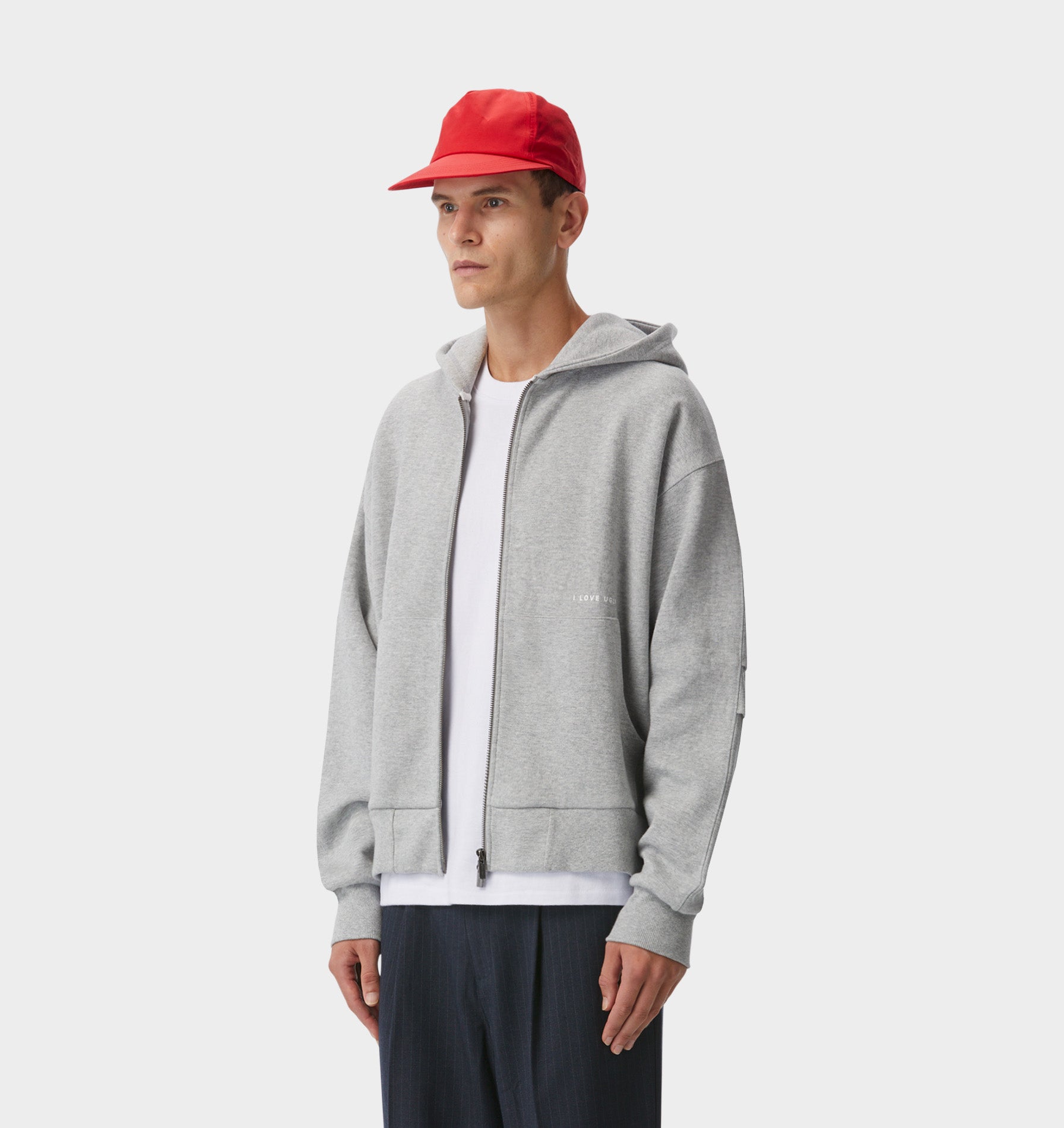 Cropped Zip Up Hood - Vintage Grey
