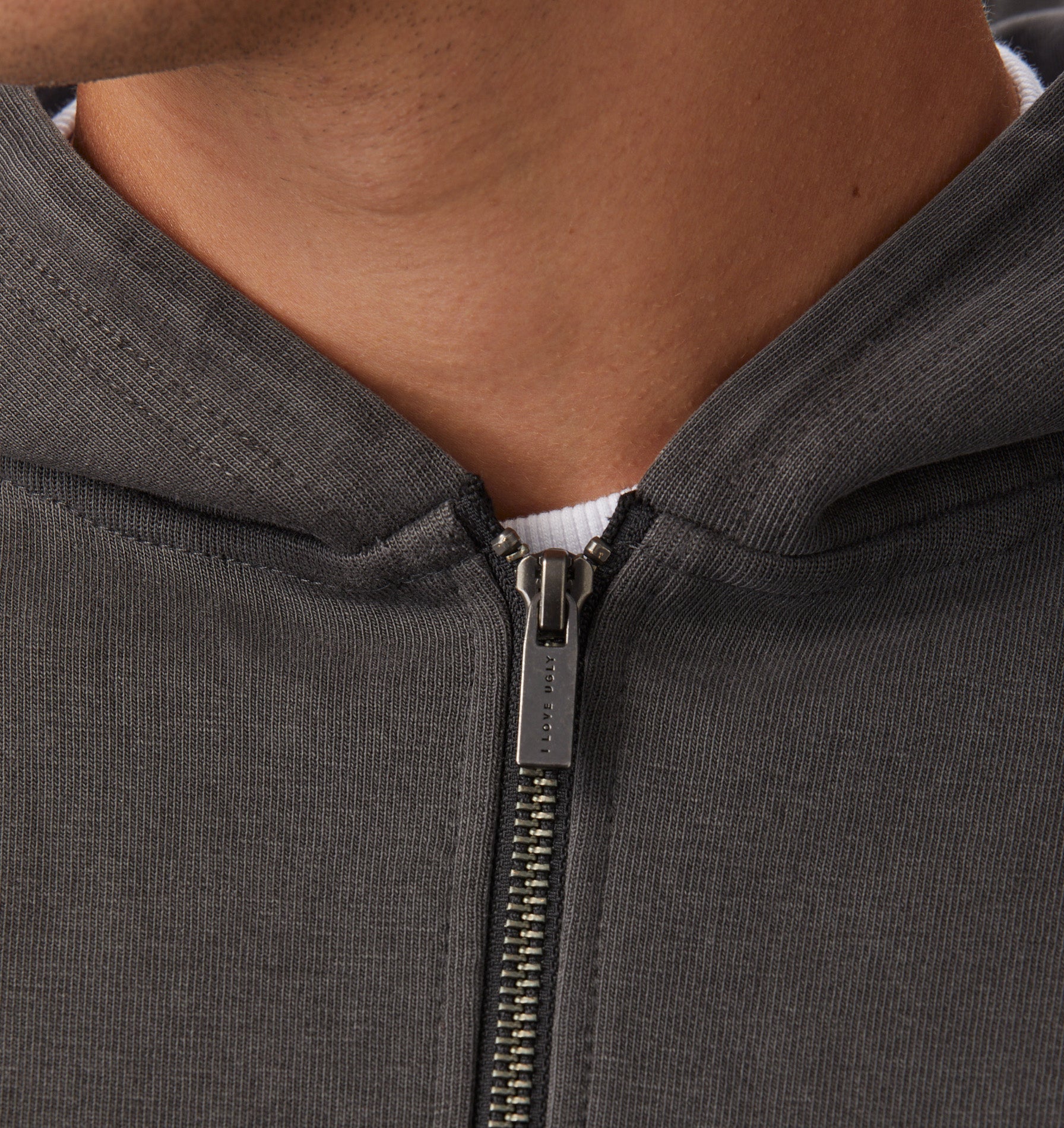 Cropped Zip Up Hood - Washed Black