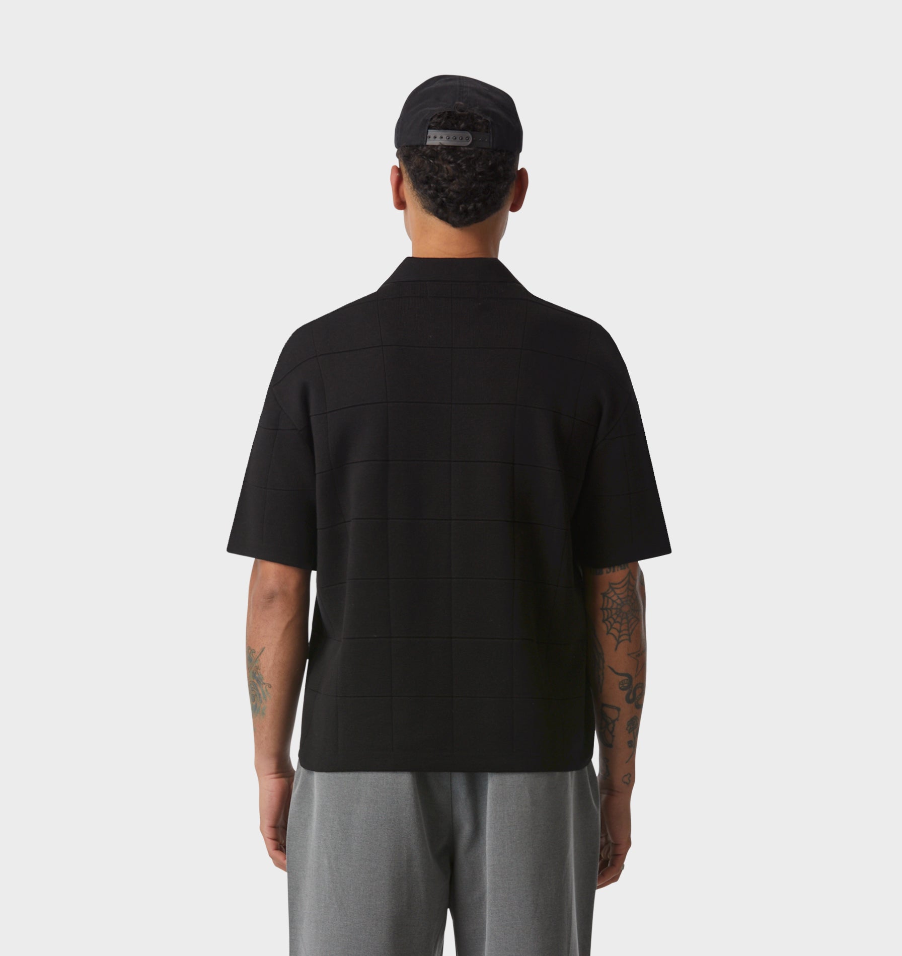 Box Knit Polo - Black
