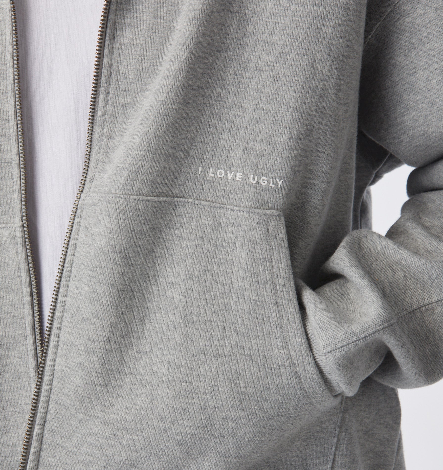 Cropped Zip Up Hood - Vintage Grey