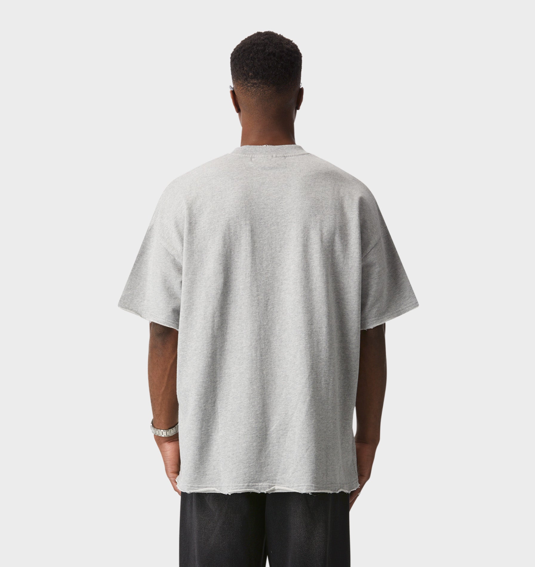 Raw Hem Heavy Box Tee - Vintage Grey