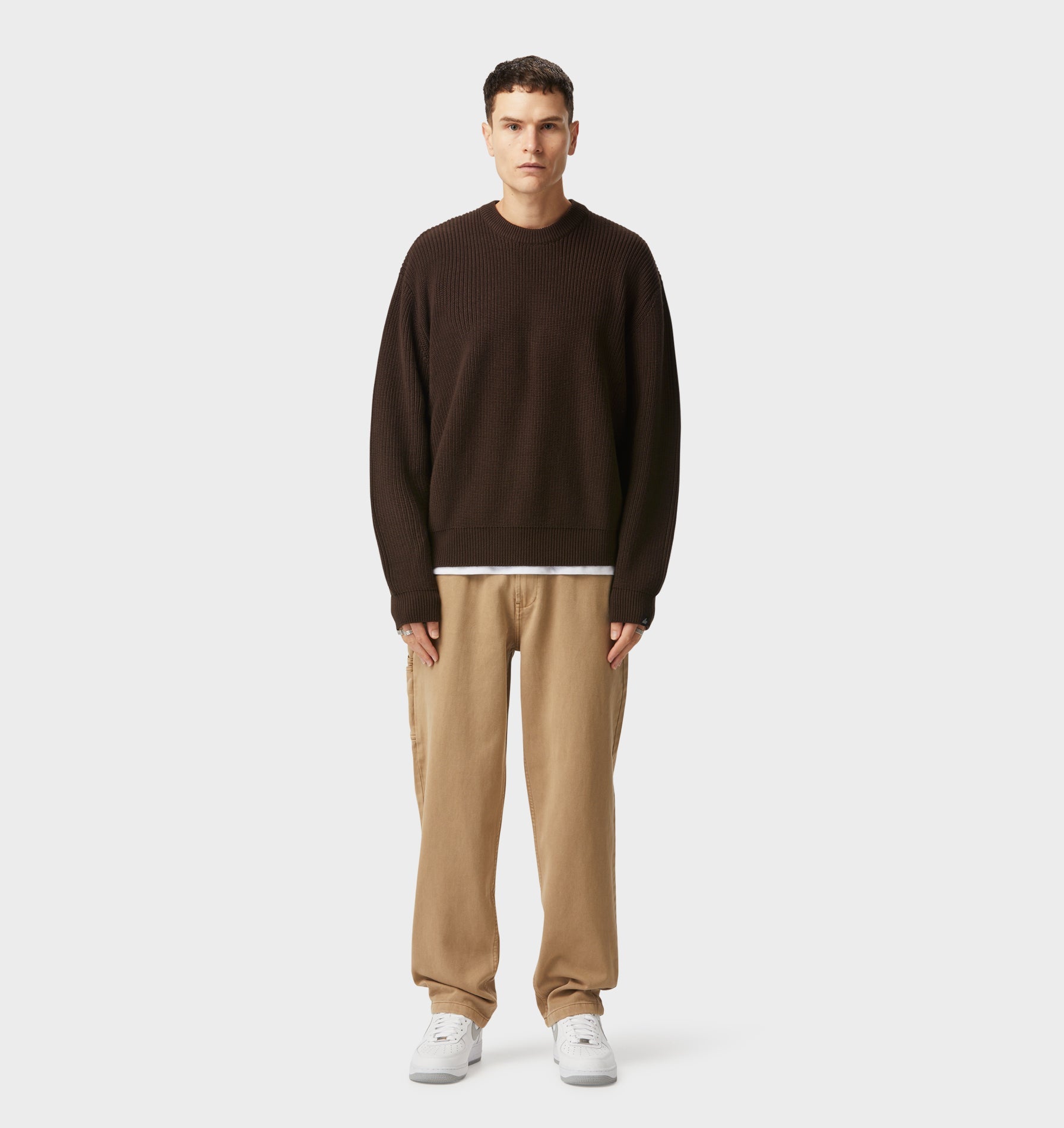 Cropped Knit Sweater - Espresso