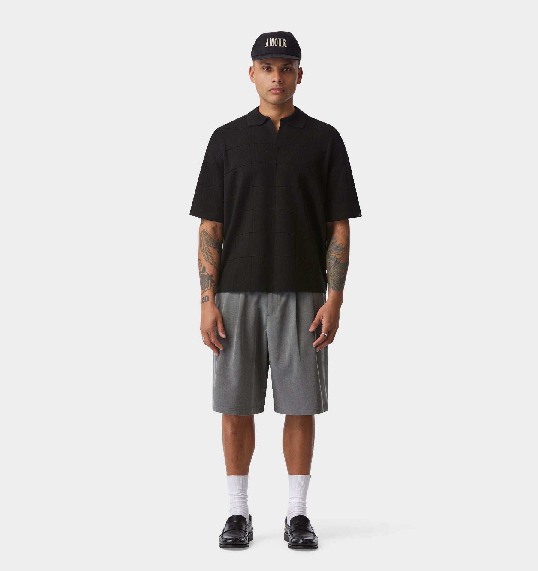 Box Knit Polo - Black