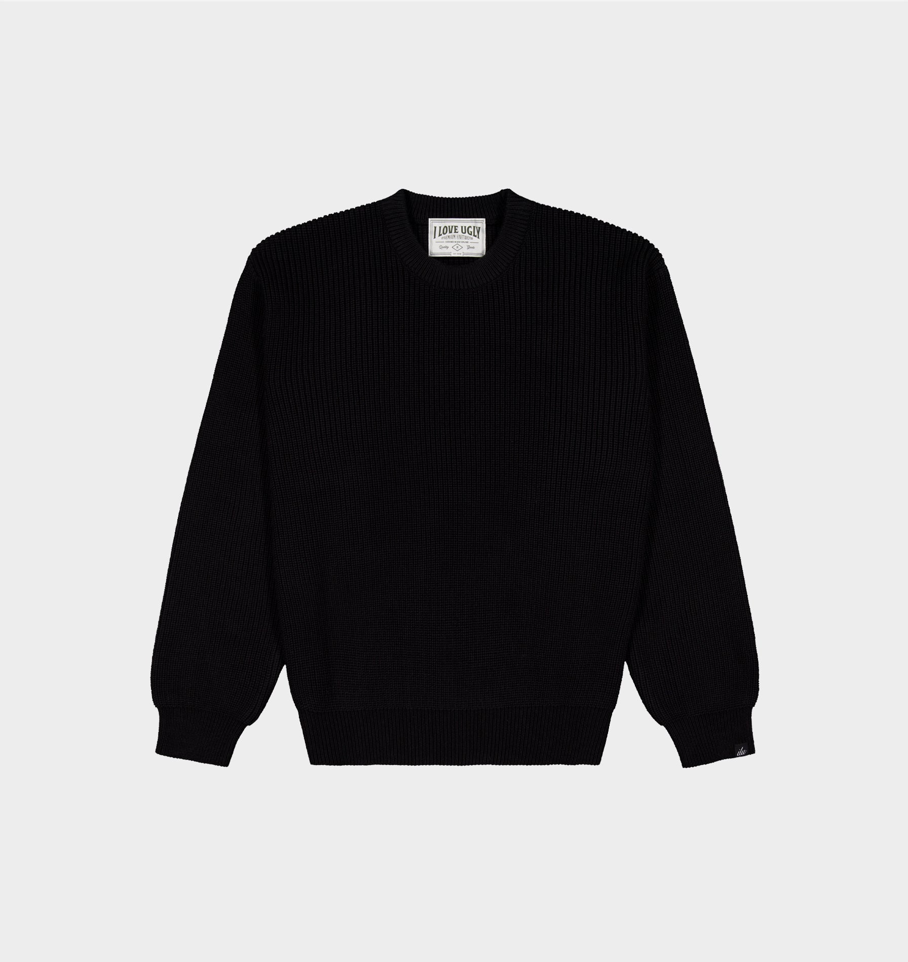 Cropped Knit Sweater - Black