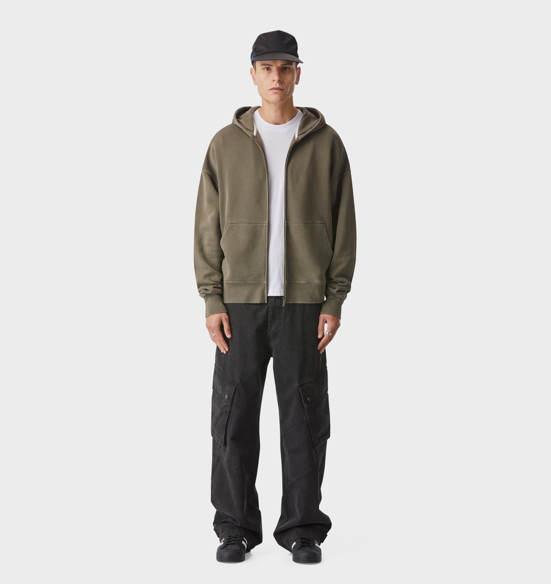 Zip Up Box Hood - Washed Mushroom