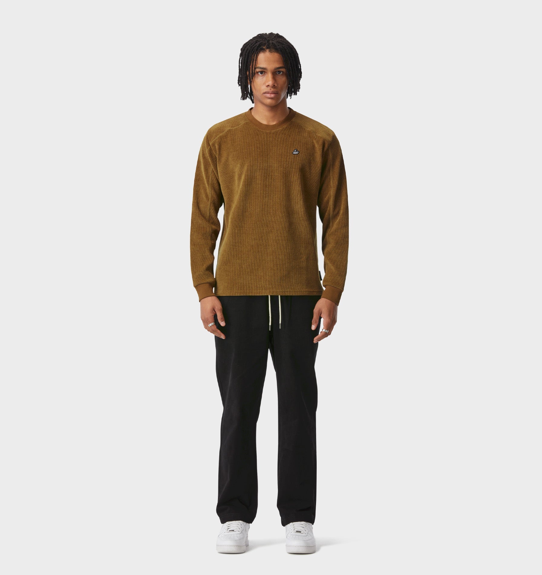 Textured LS Tee - Moss