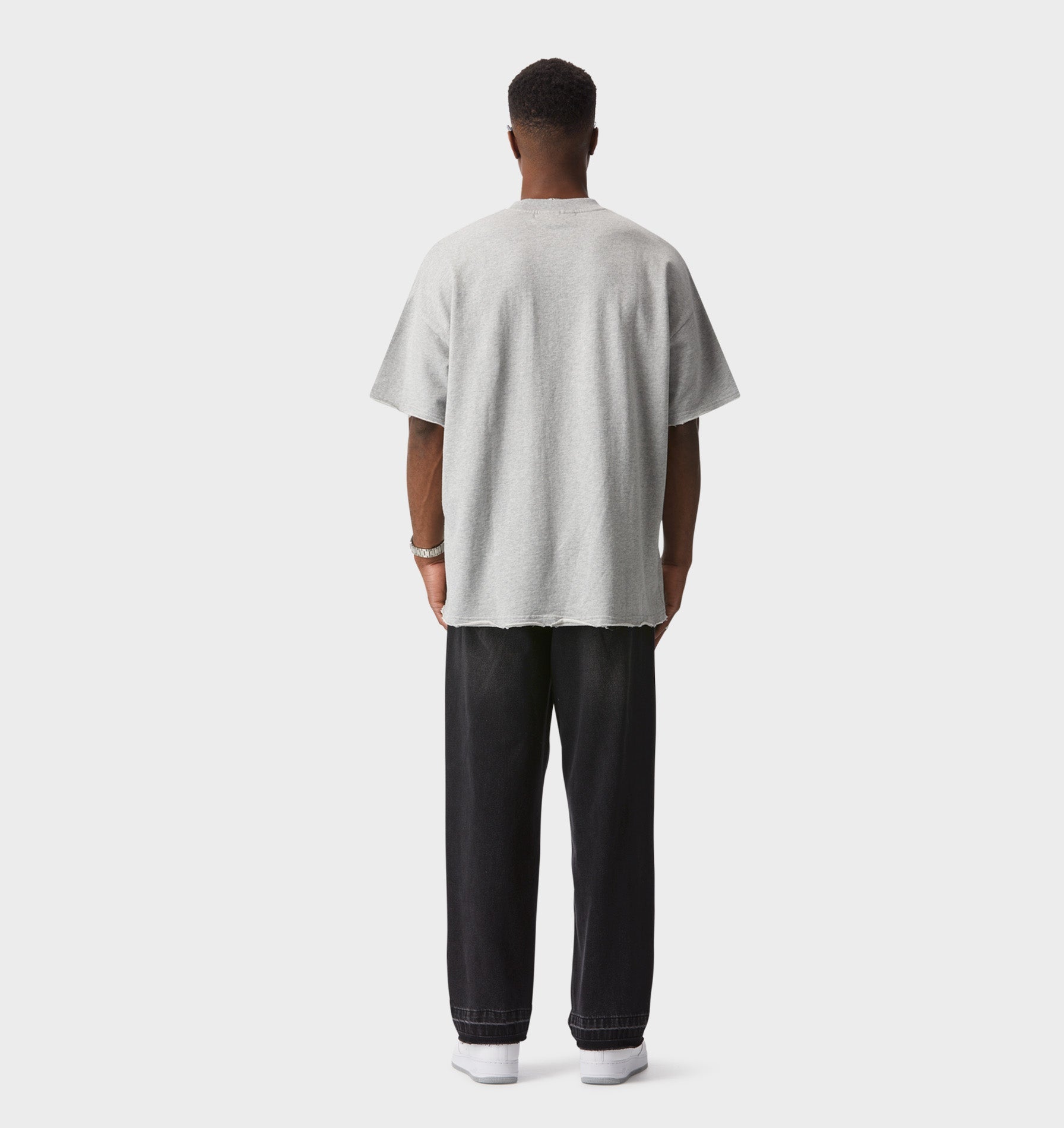 Raw Hem Heavy Box Tee - Vintage Grey