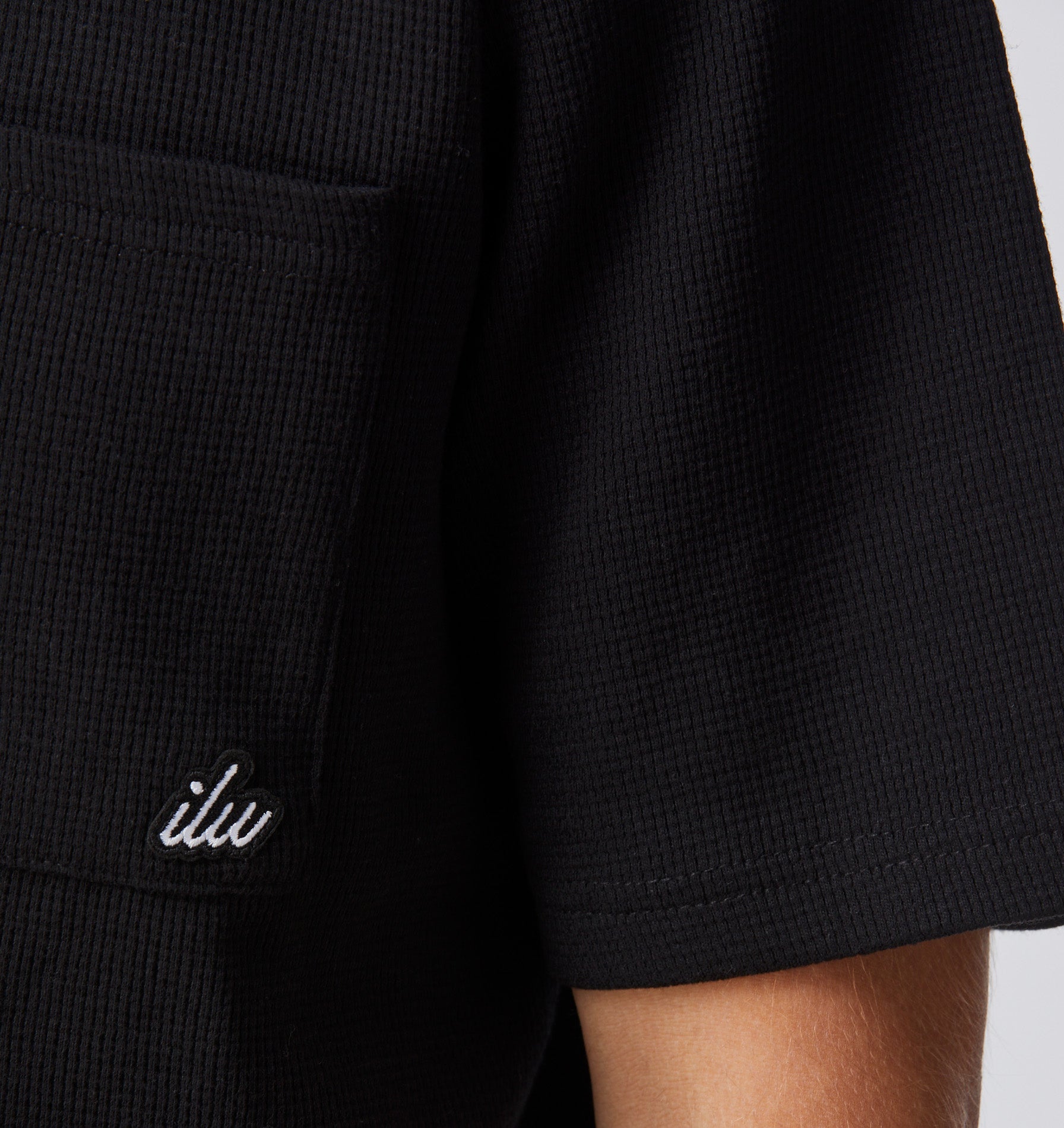 Waffle SS Polo Shirt - Black