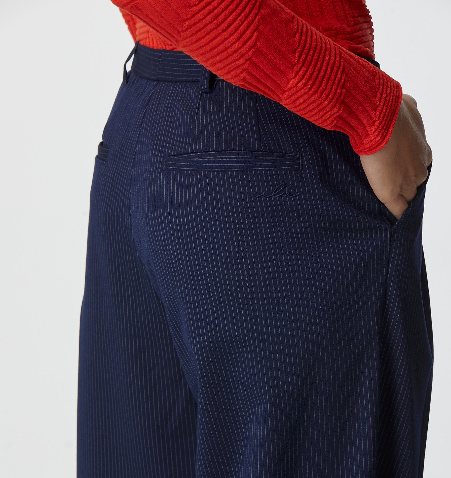 Luca Tailored Pant - Navy Pinstripe
