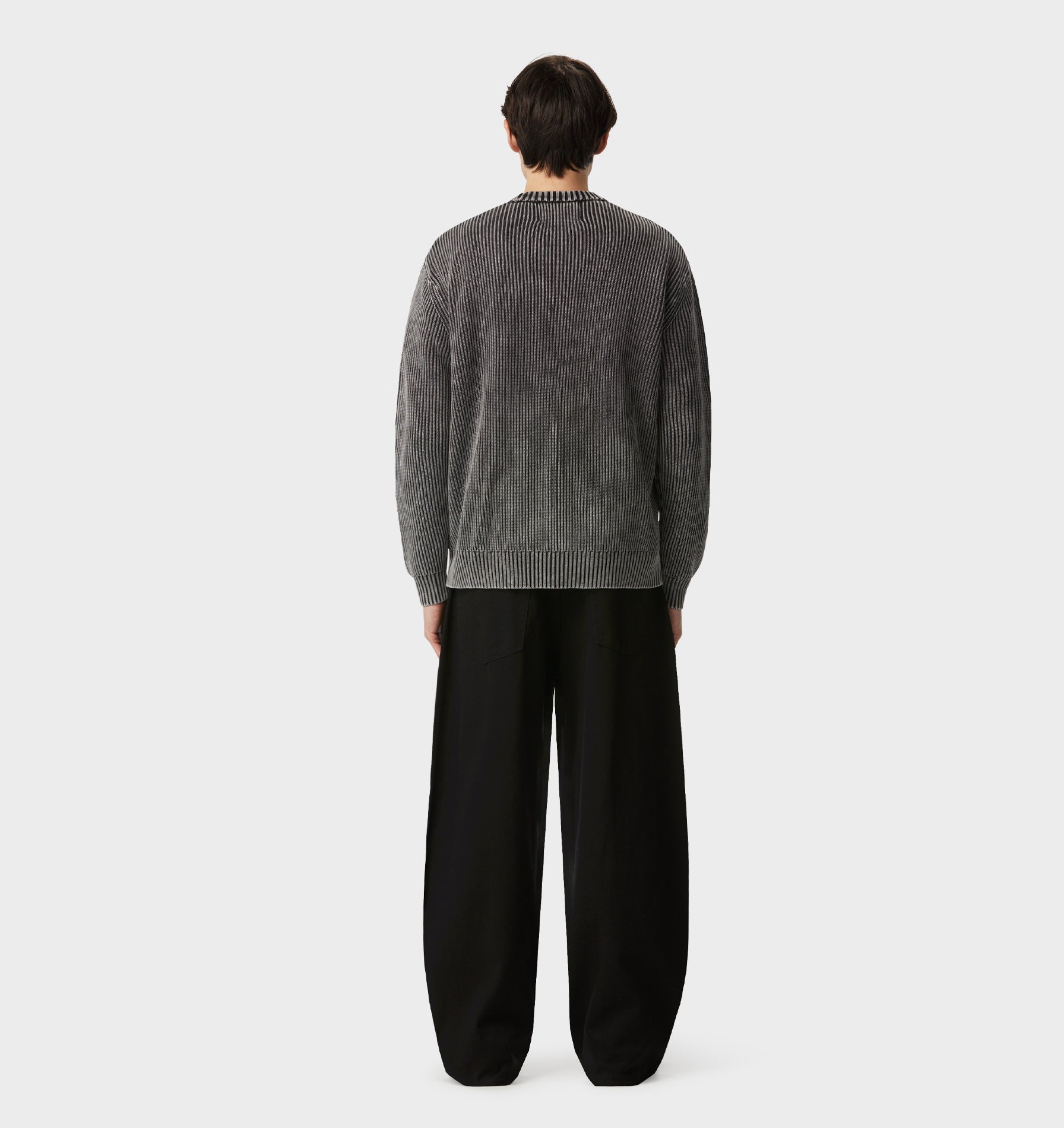 Acid Wash Knit Crew - Acid Black