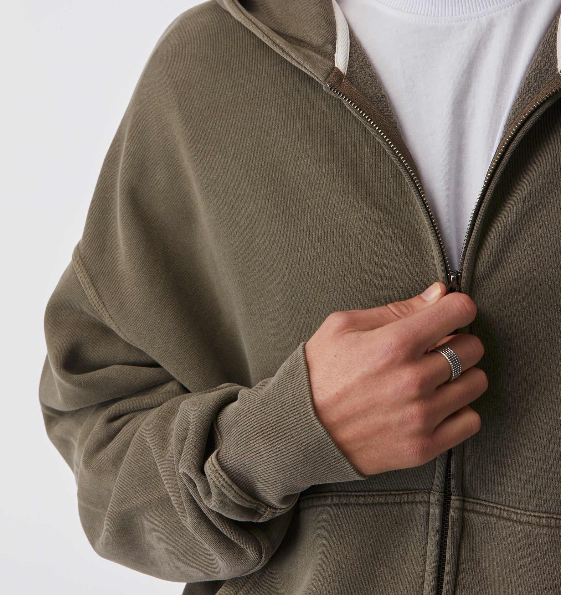 Zip Up Box Hood - Washed Mushroom