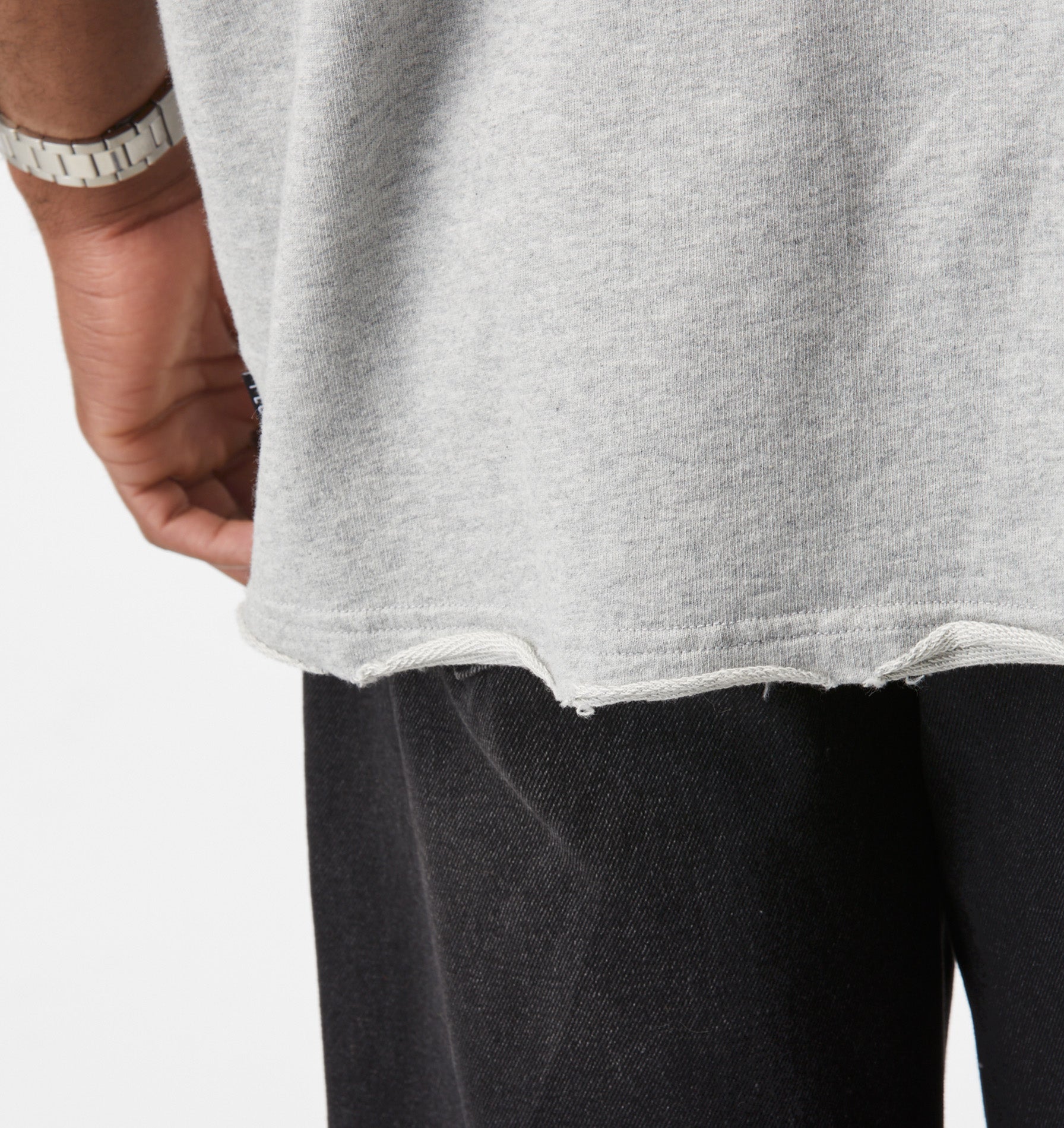 Raw Hem Heavy Box Tee - Vintage Grey