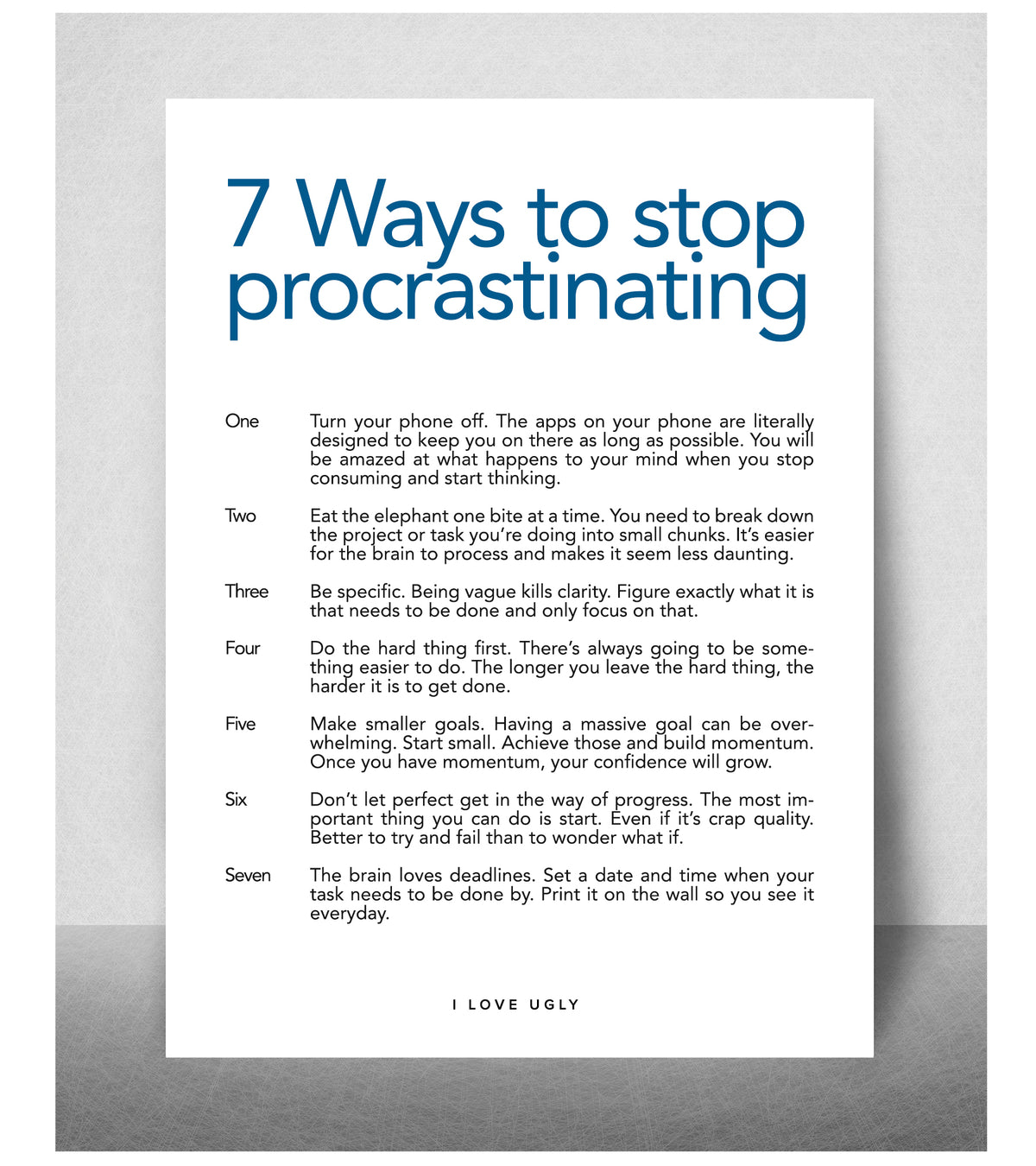 7 Ways To Stop Procrastination | I Love Ugly AU