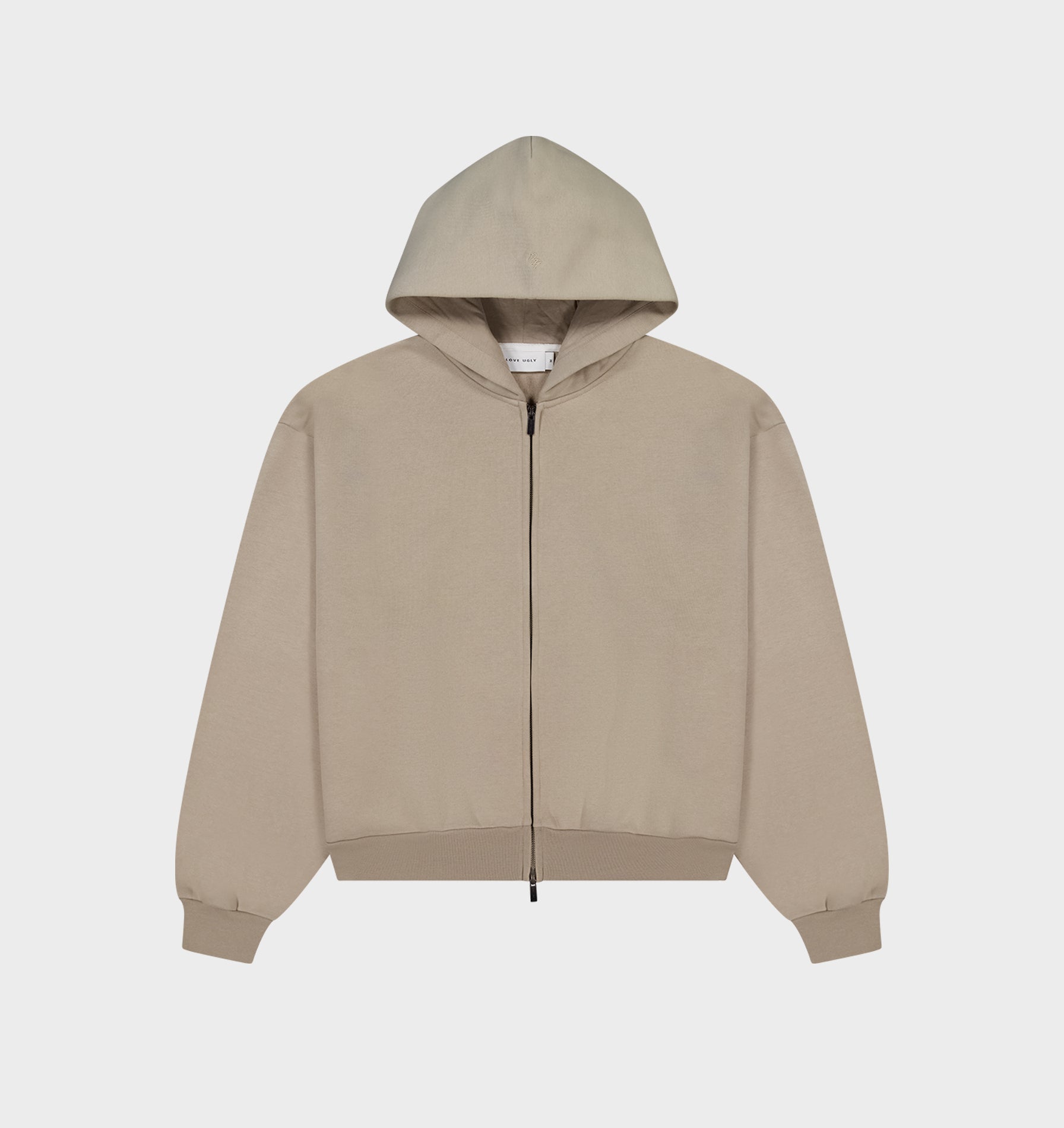 Heavy Crop Zip Hood - Taupe