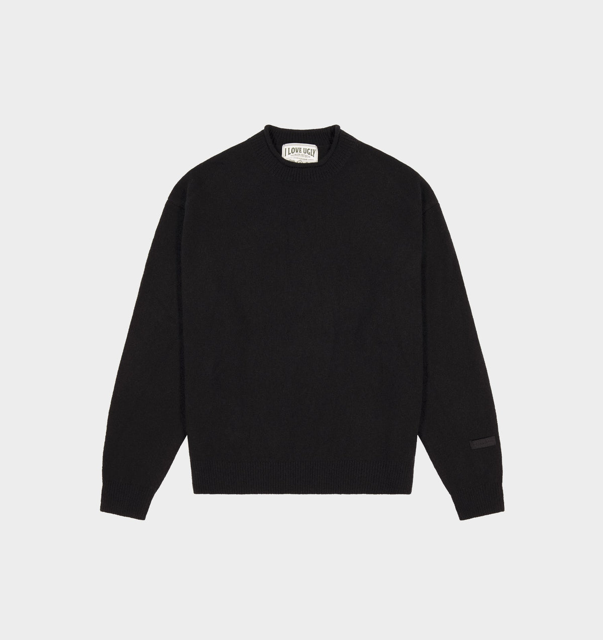 Rolled Neck Knit Sweater - Black