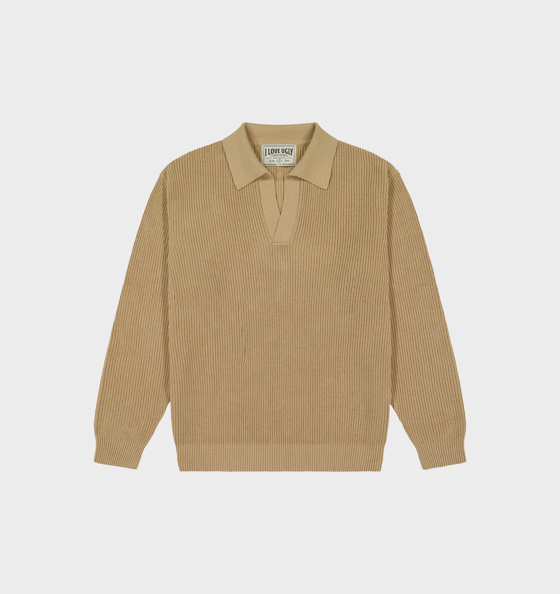 Knit LS Polo - Smokey Mustard