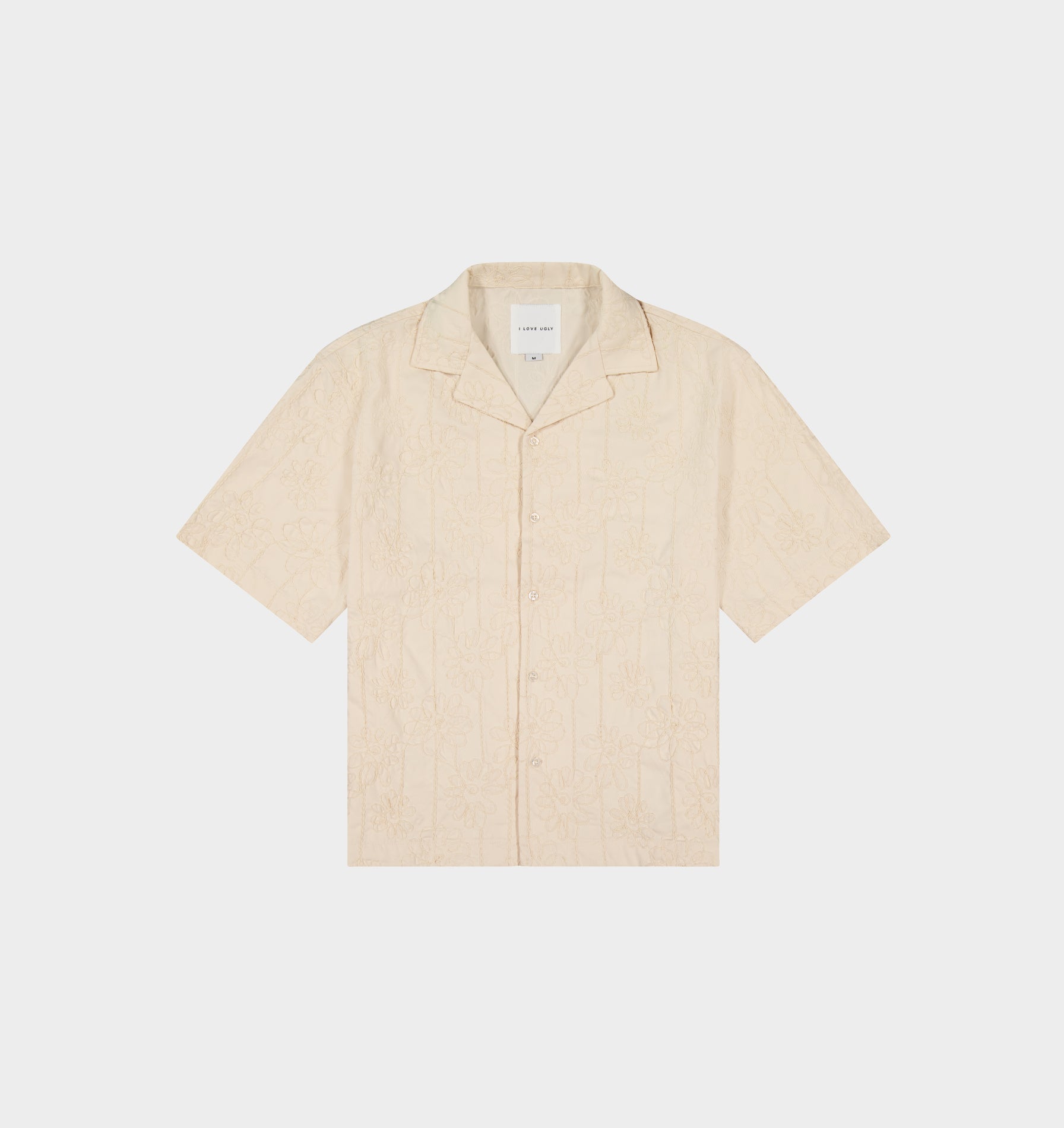 Box Cuban Collar Shirt - Off White Floral