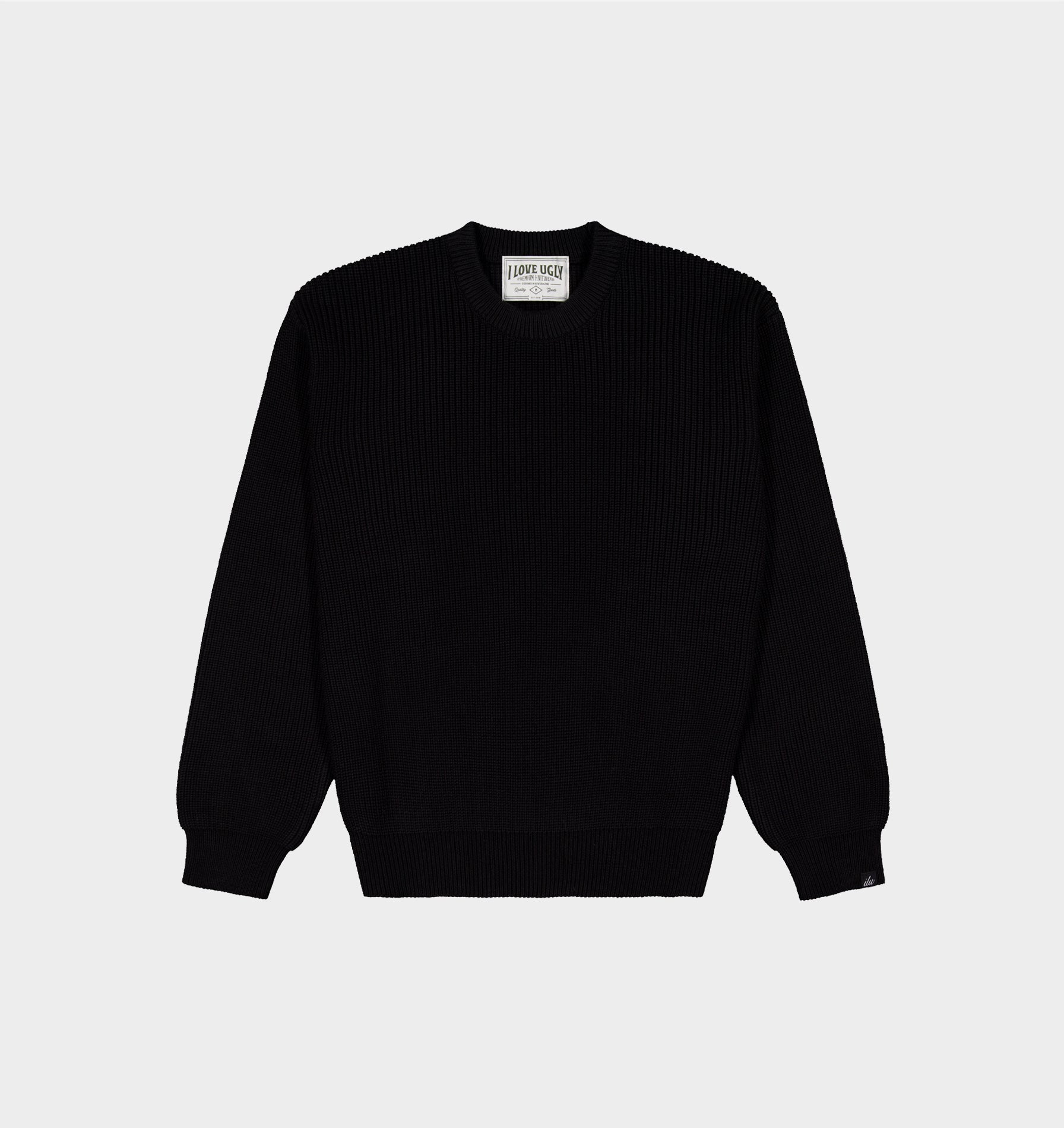 Cropped Knit Sweater - Black
