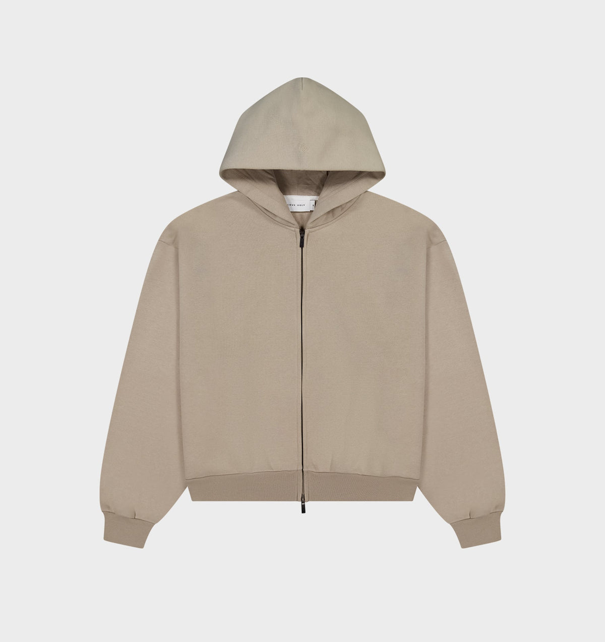 Heavy Crop Zip Hood - Taupe