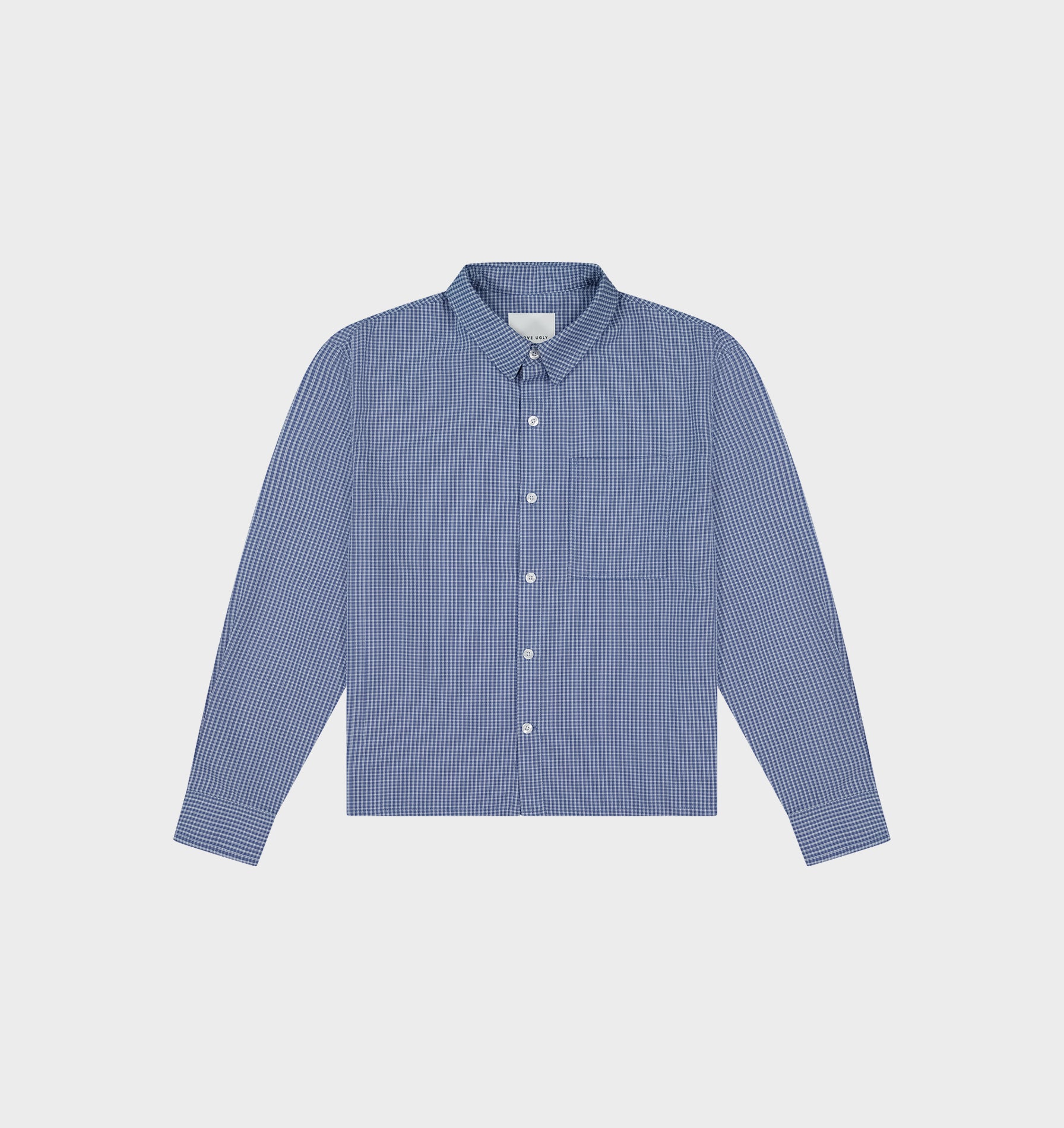Crop LS Shirt - Light Blue Check