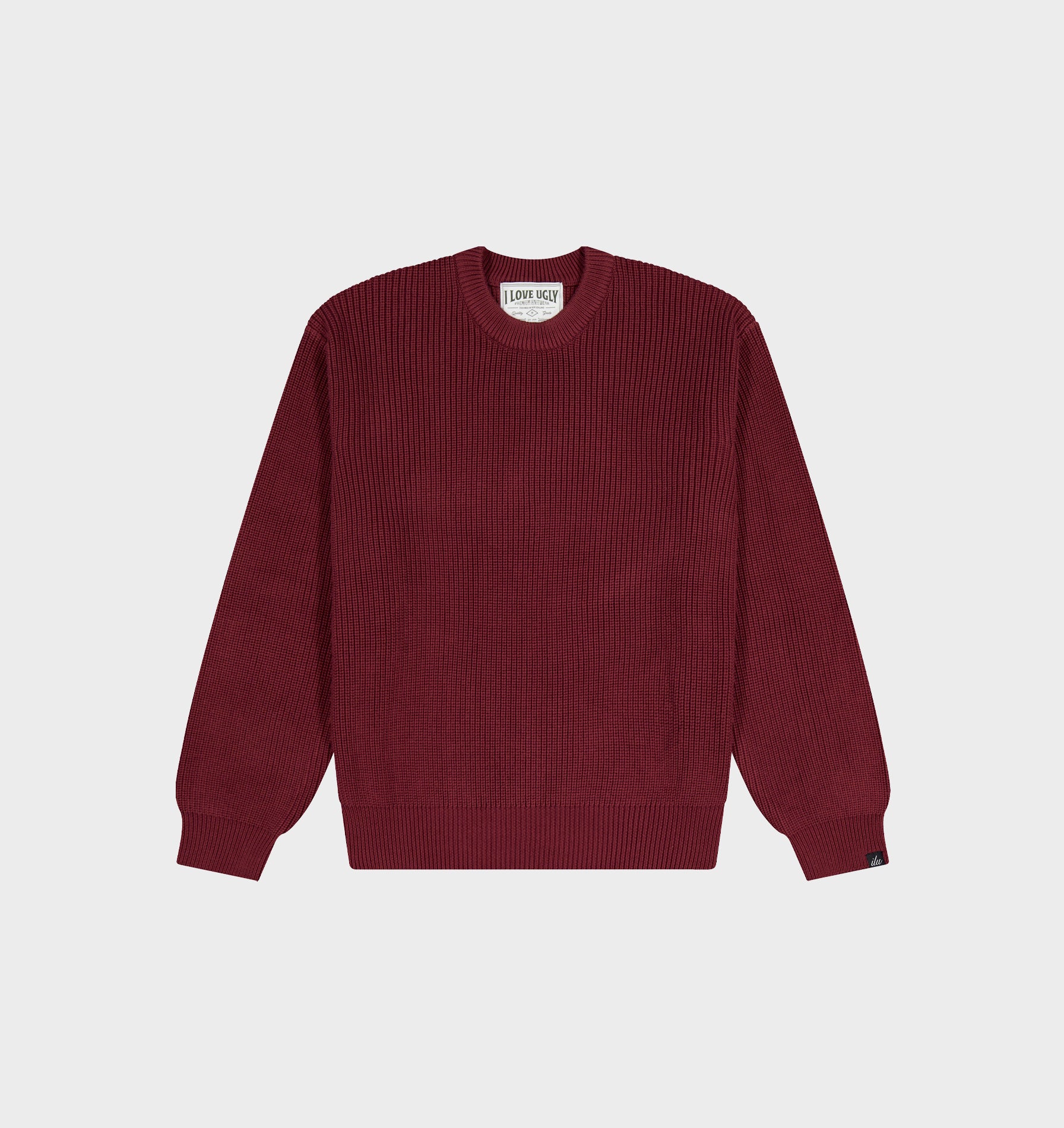 Cropped Knit Sweater - Red Wine