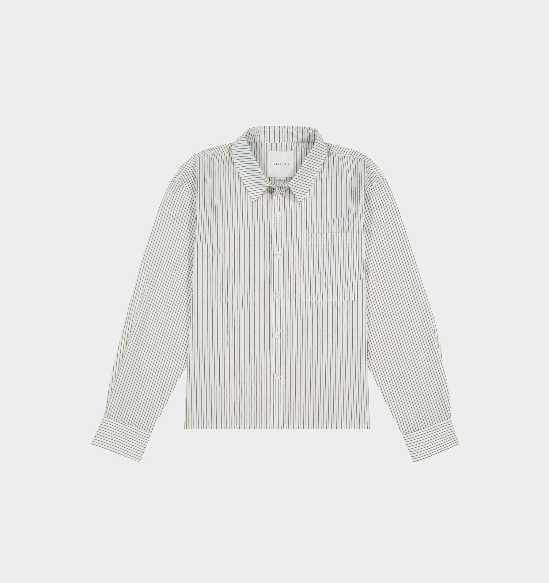Crop LS Shirt - White/Black Stripe
