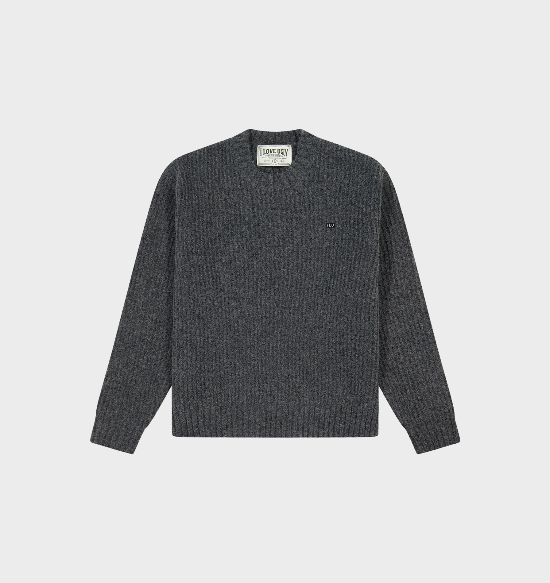Wool Crop Knit Sweater - Charcoal