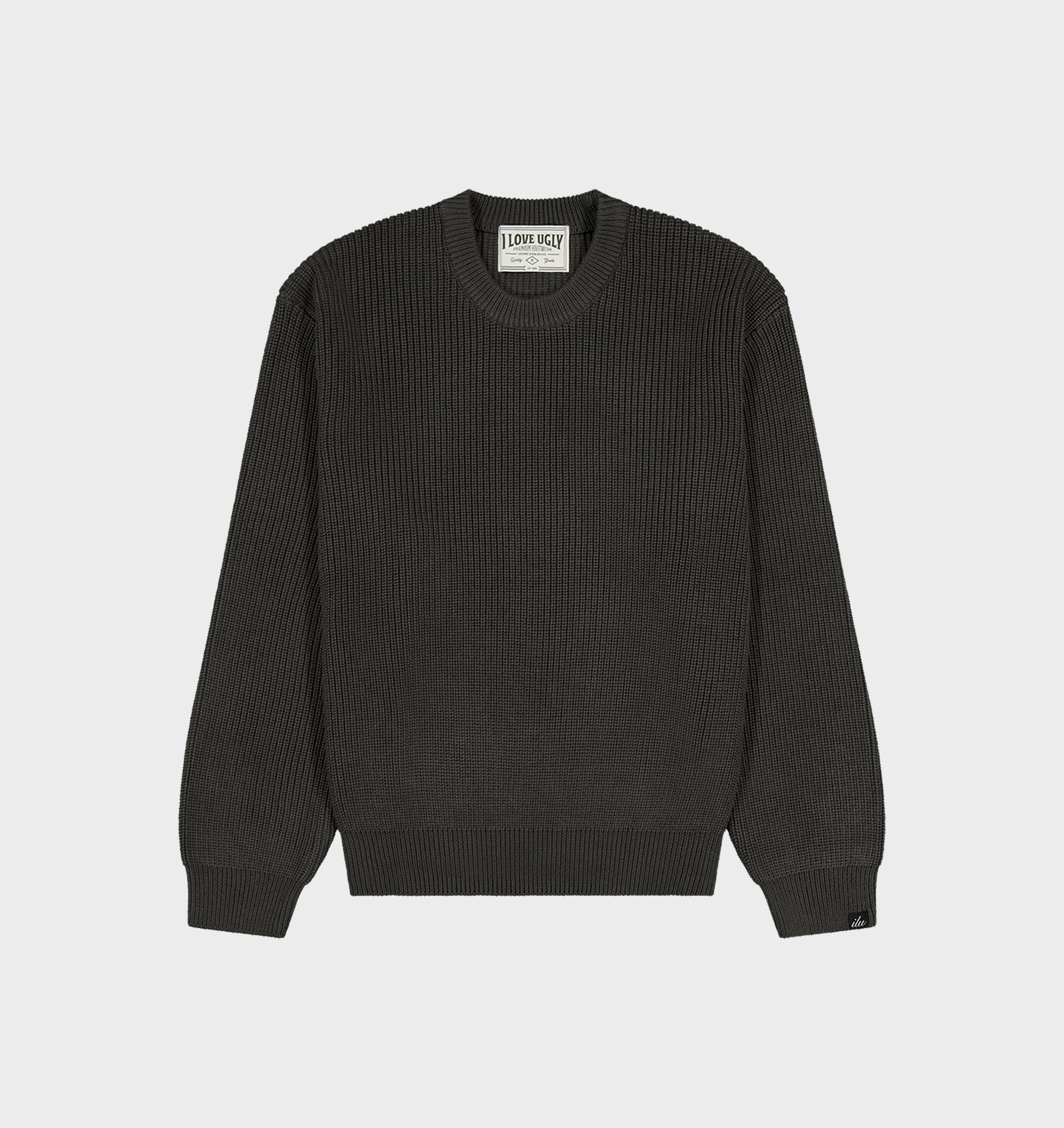 Cropped Knit Sweater - Flint Grey