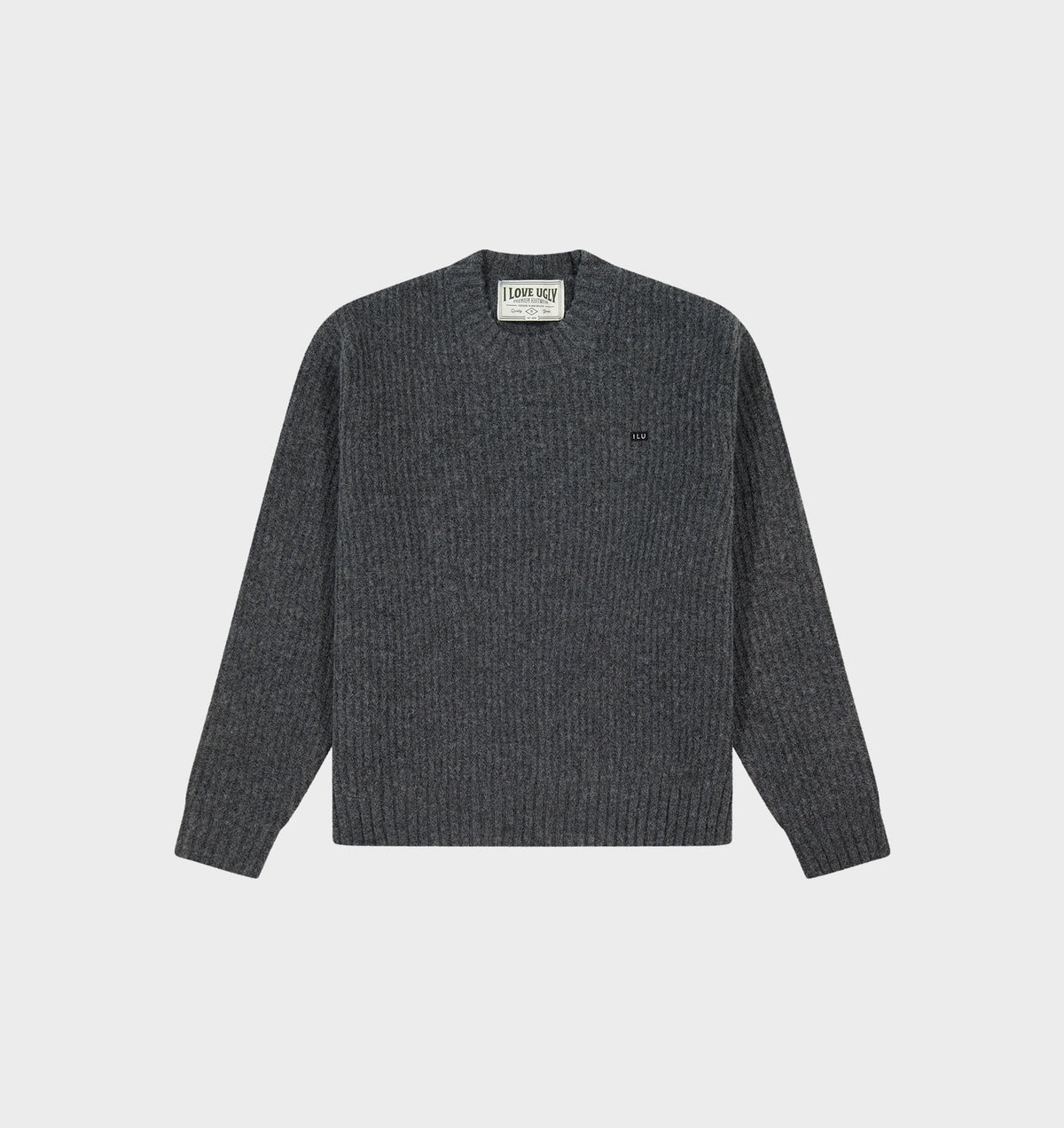 Wool Crop Knit Sweater - Charcoal