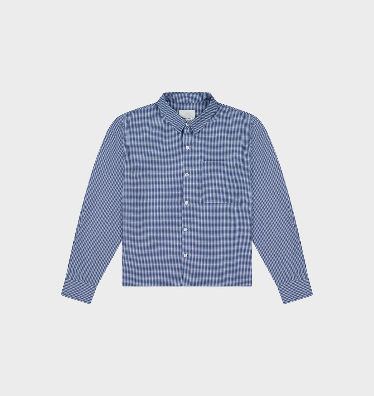 Crop LS Shirt - Light Blue Check